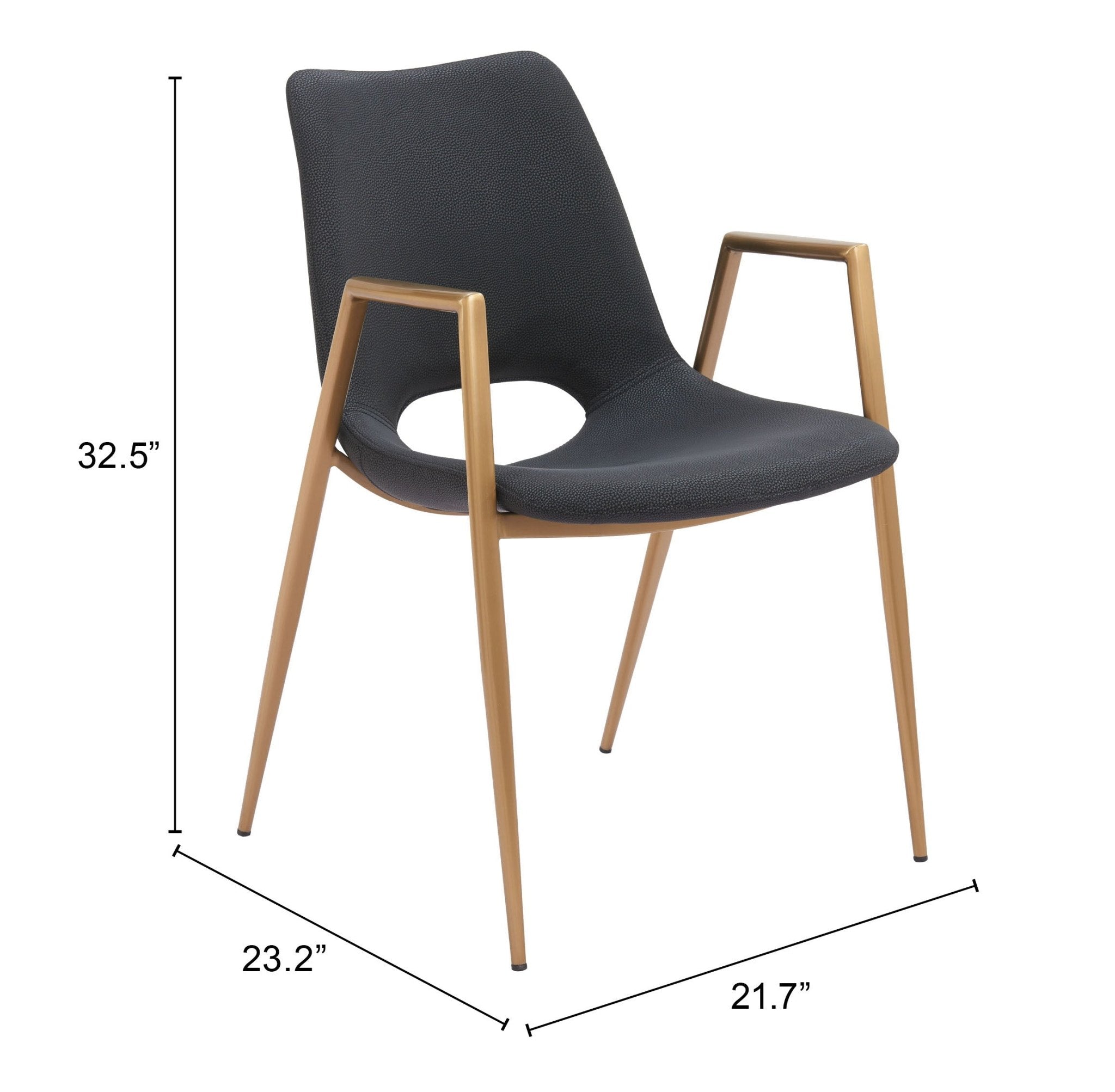 Desi Dining Chair (Set of 2) Black & Gold - Cozy Roots Decor