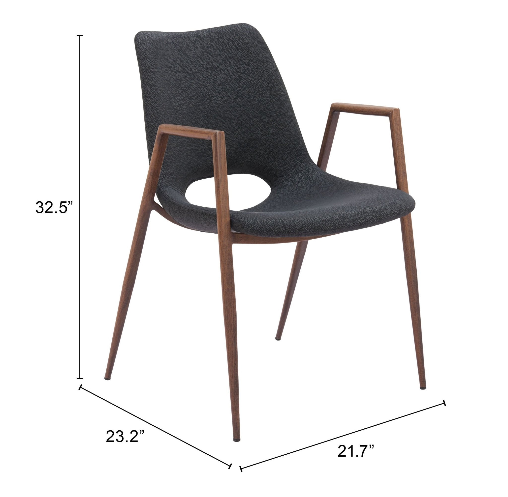 Desi Dining Chair (Set of 2) Black & Walnut - Cozy Roots Decor