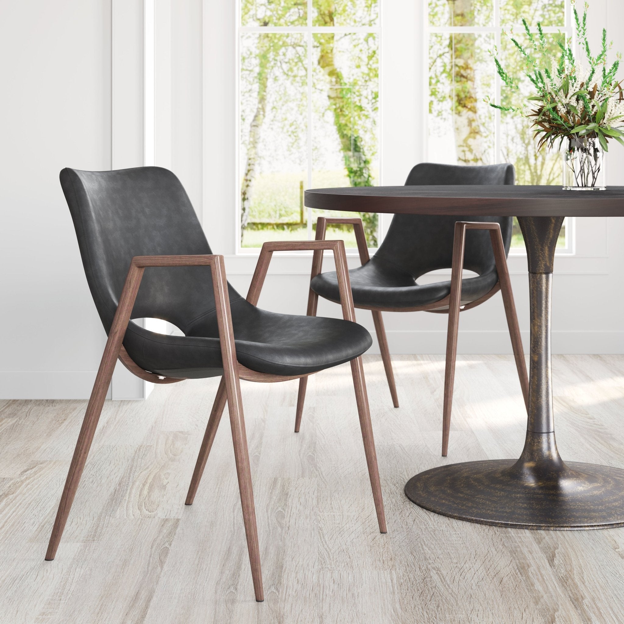 Desi Dining Chair (Set of 2) Black & Walnut - Cozy Roots Decor