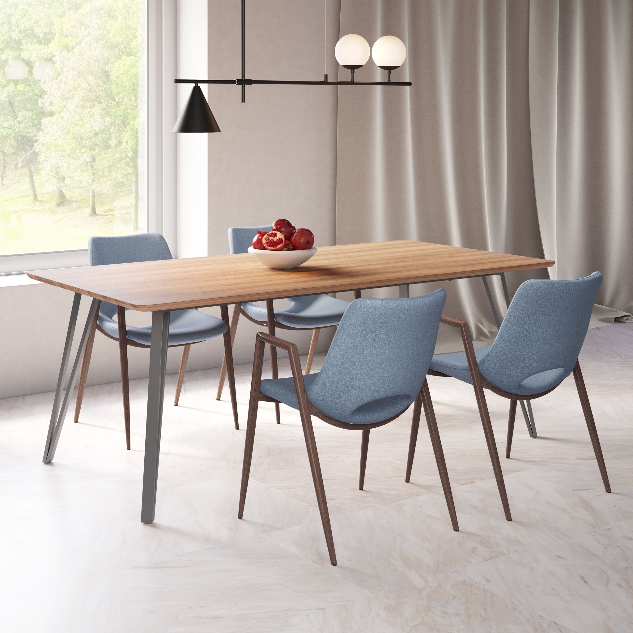 Desi Dining Chair (Set of 2) Blue & Walnut - Cozy Roots Decor