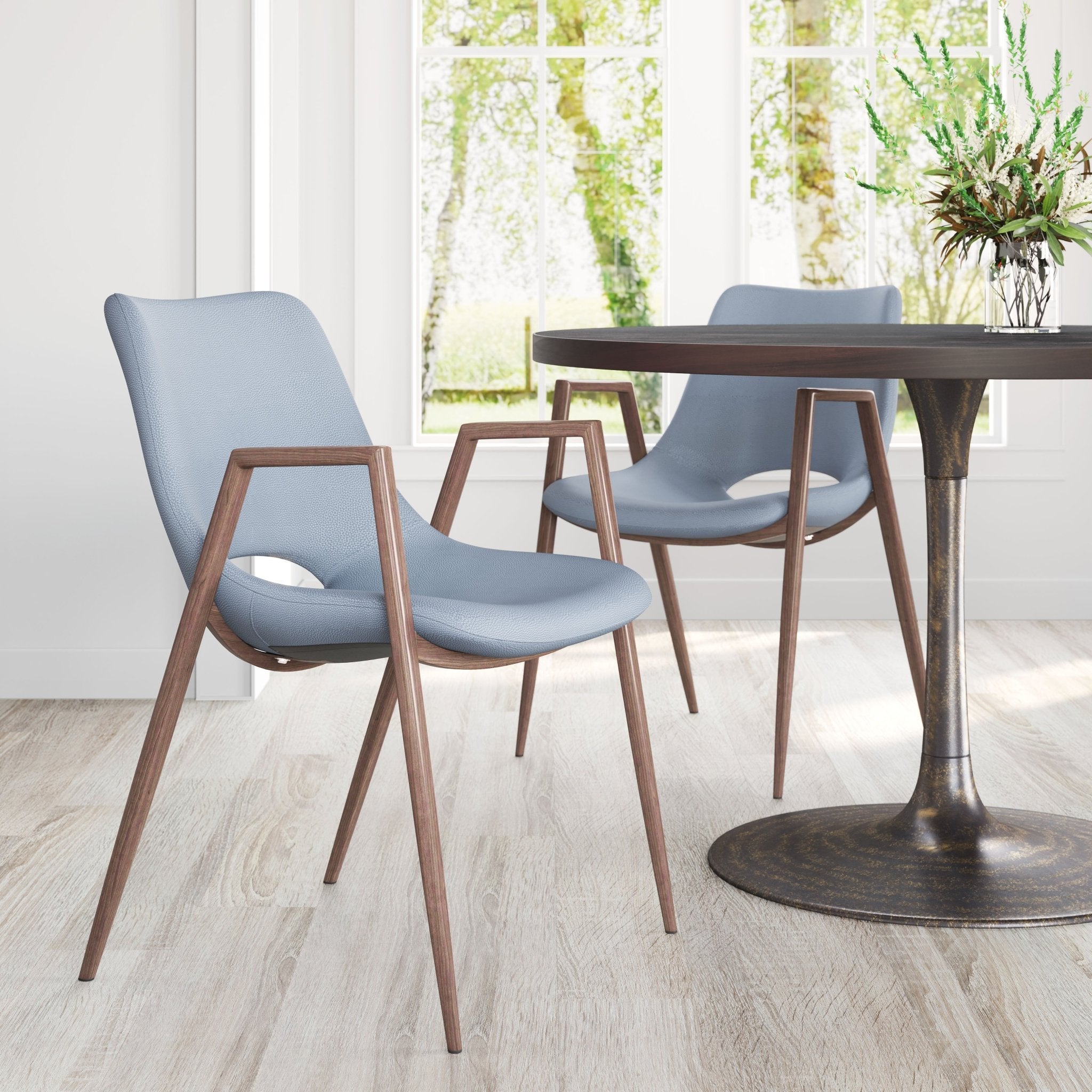 Desi Dining Chair (Set of 2) Blue & Walnut - Cozy Roots Decor
