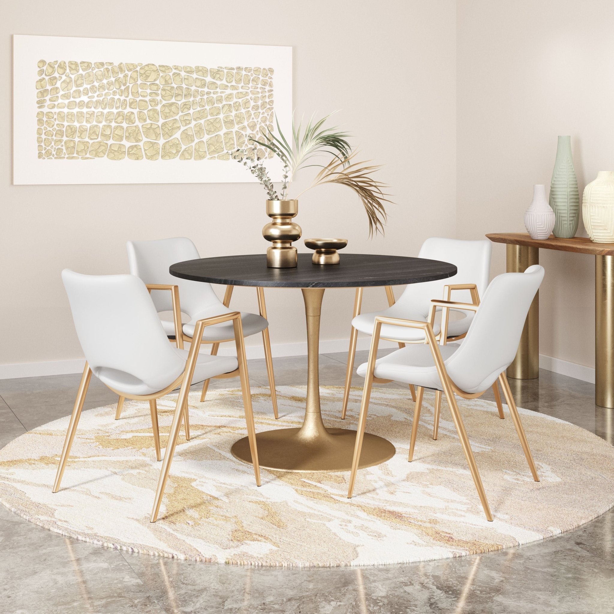 Desi Dining Chair (Set of 2) White & Gold - Cozy Roots Decor