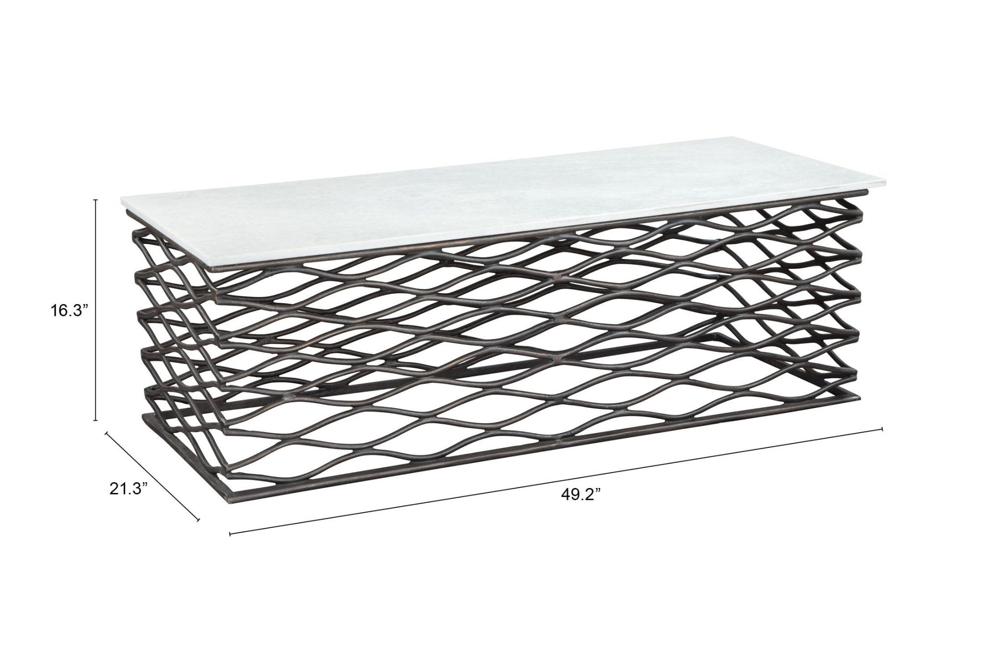 Duchess Coffee Table White & Antique Bronze - Cozy Roots Decor