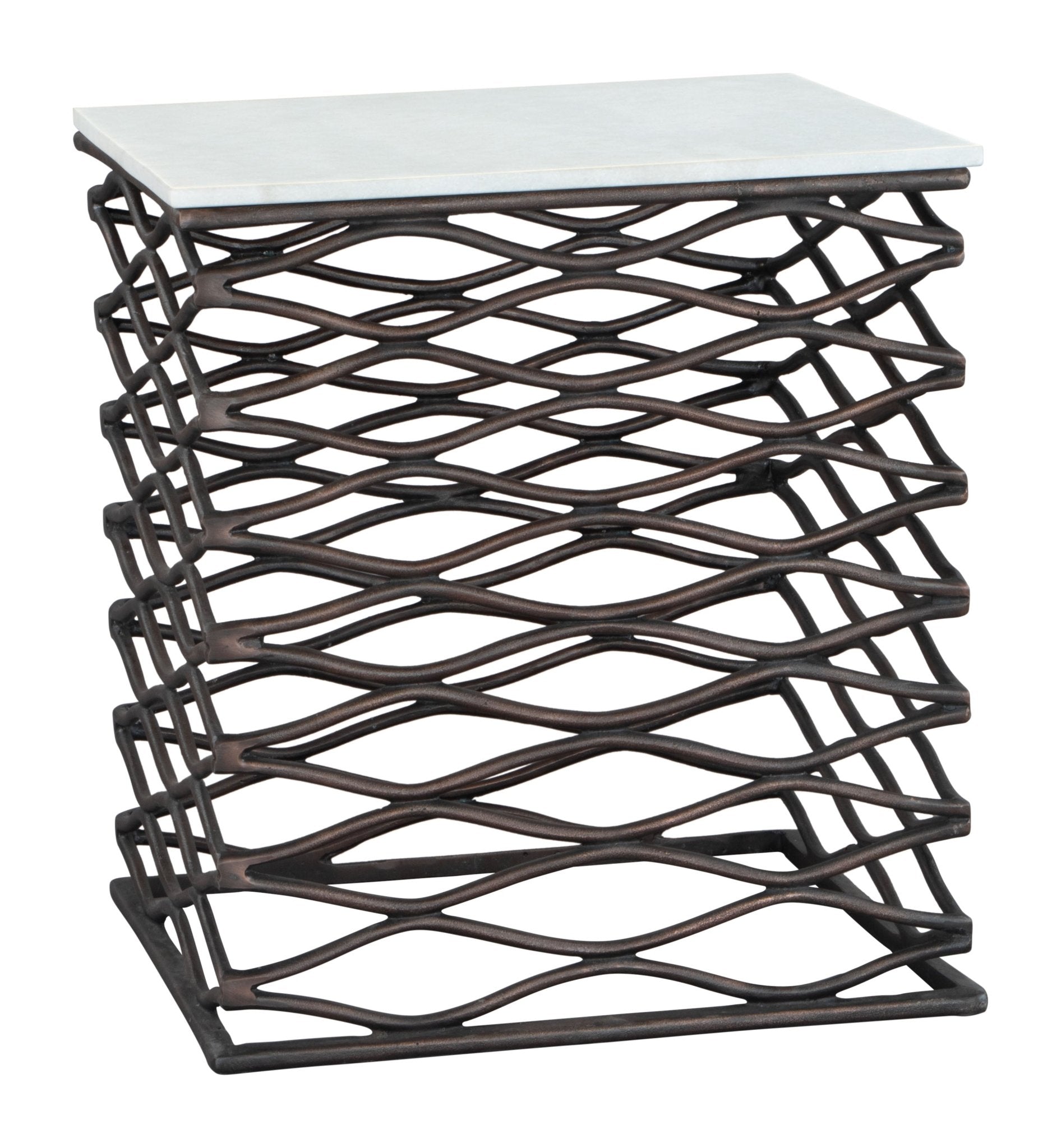 Duke Side Table White & Antique Bronze - Cozy Roots Decor