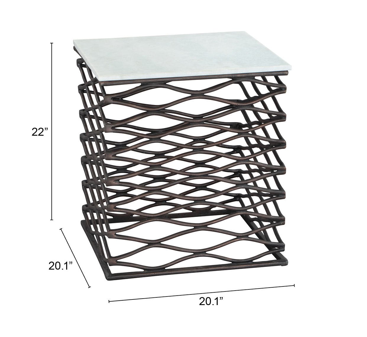 Duke Side Table White & Antique Bronze - Cozy Roots Decor