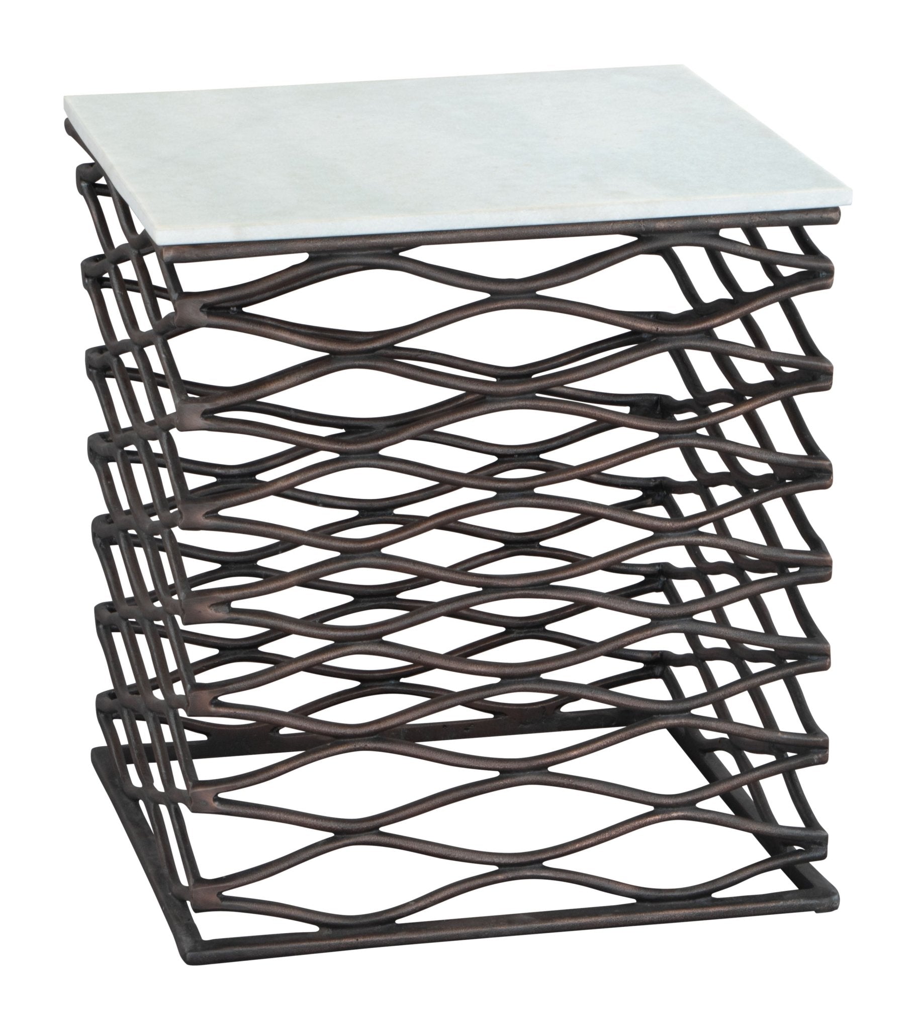 Duke Side Table White & Antique Bronze - Cozy Roots Decor