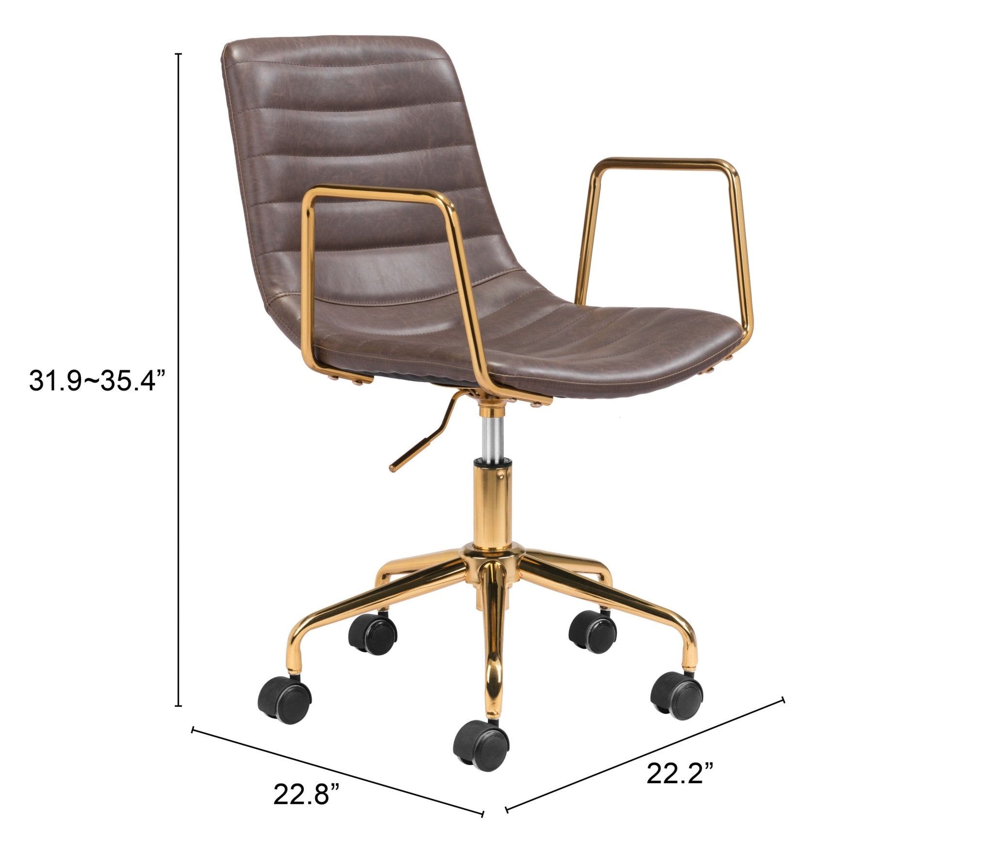 Eric Office Chair Brown & Gold - Cozy Roots Decor