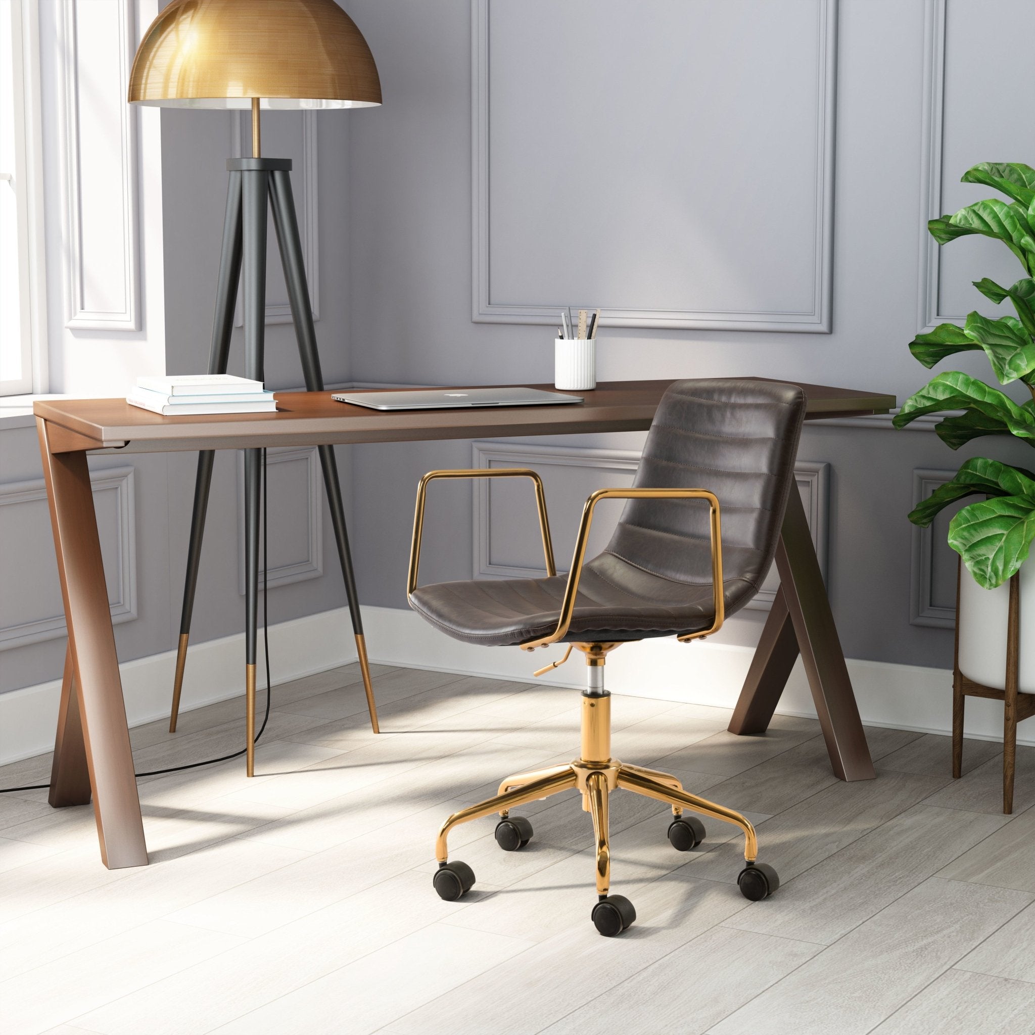 Eric Office Chair Brown & Gold - Cozy Roots Decor