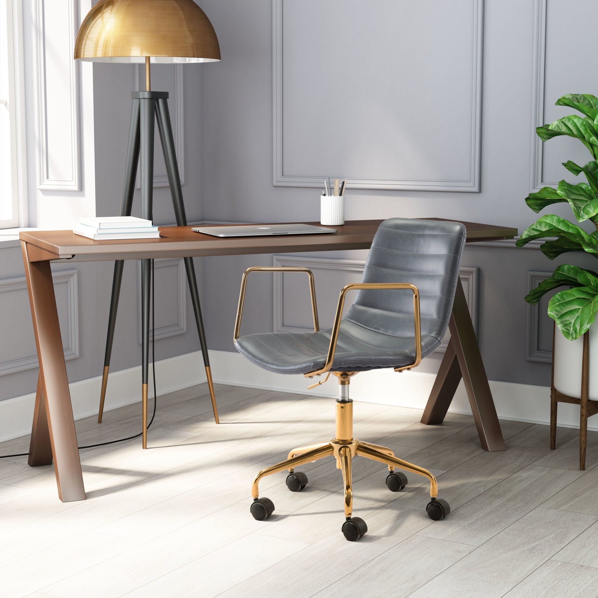 Eric Office Chair Gray & Gold - Cozy Roots Decor