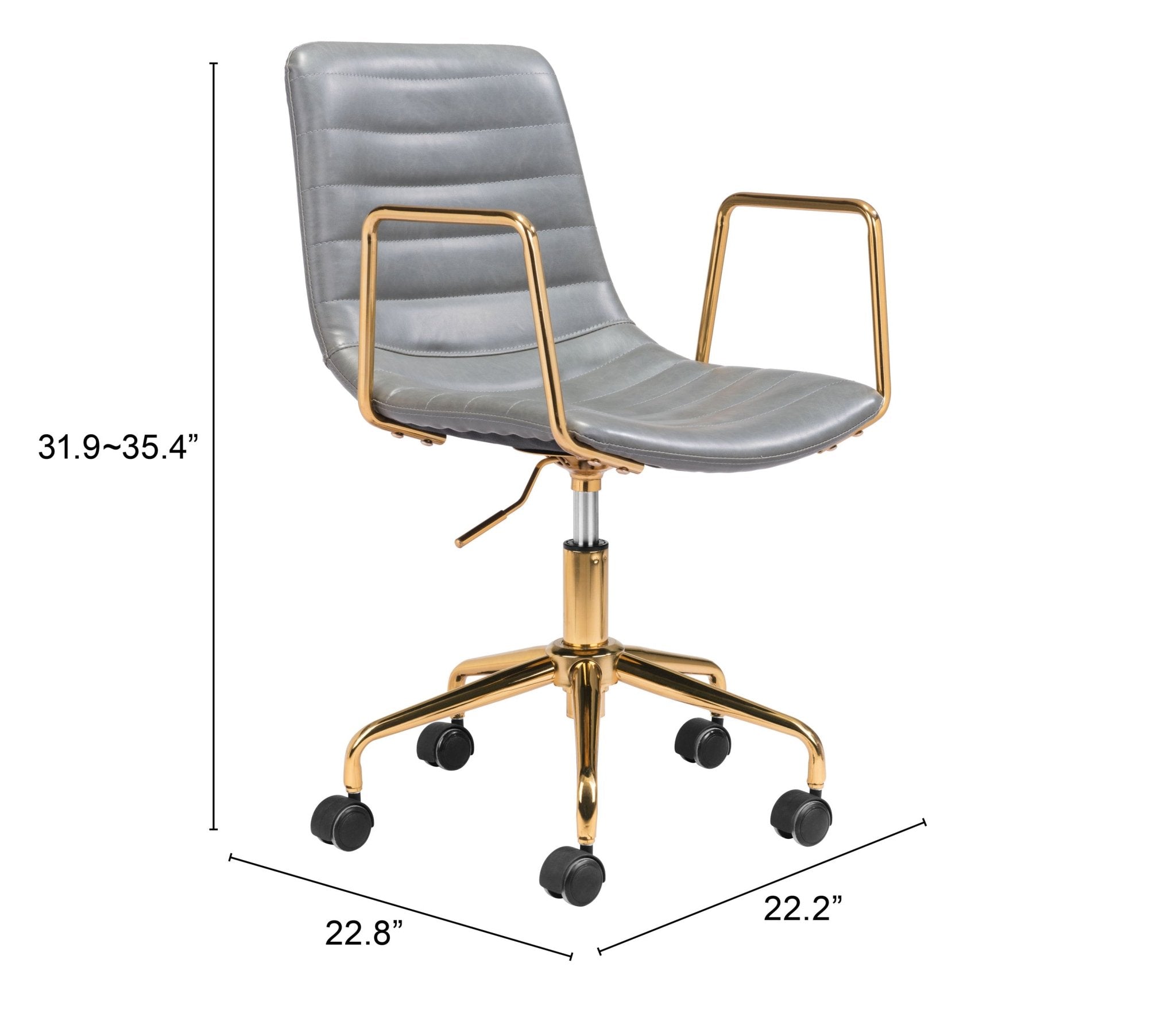 Eric Office Chair Gray & Gold - Cozy Roots Decor
