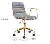 Eric Office Chair Gray & Gold - Cozy Roots Decor