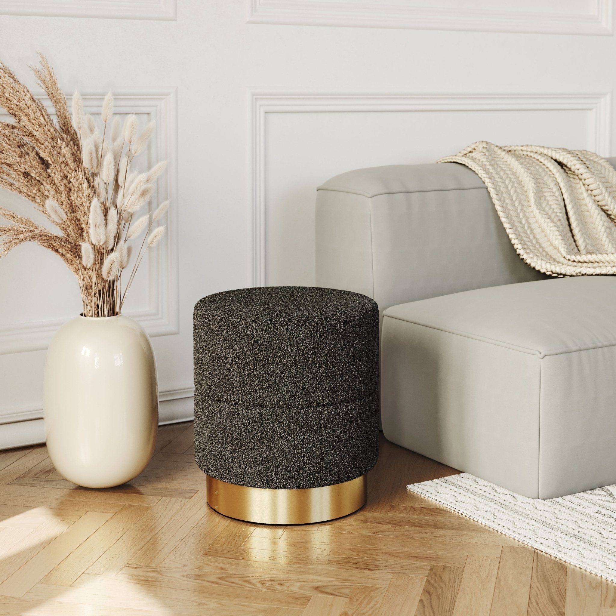 Eureka Ottoman Dark Gray - Cozy Roots Decor