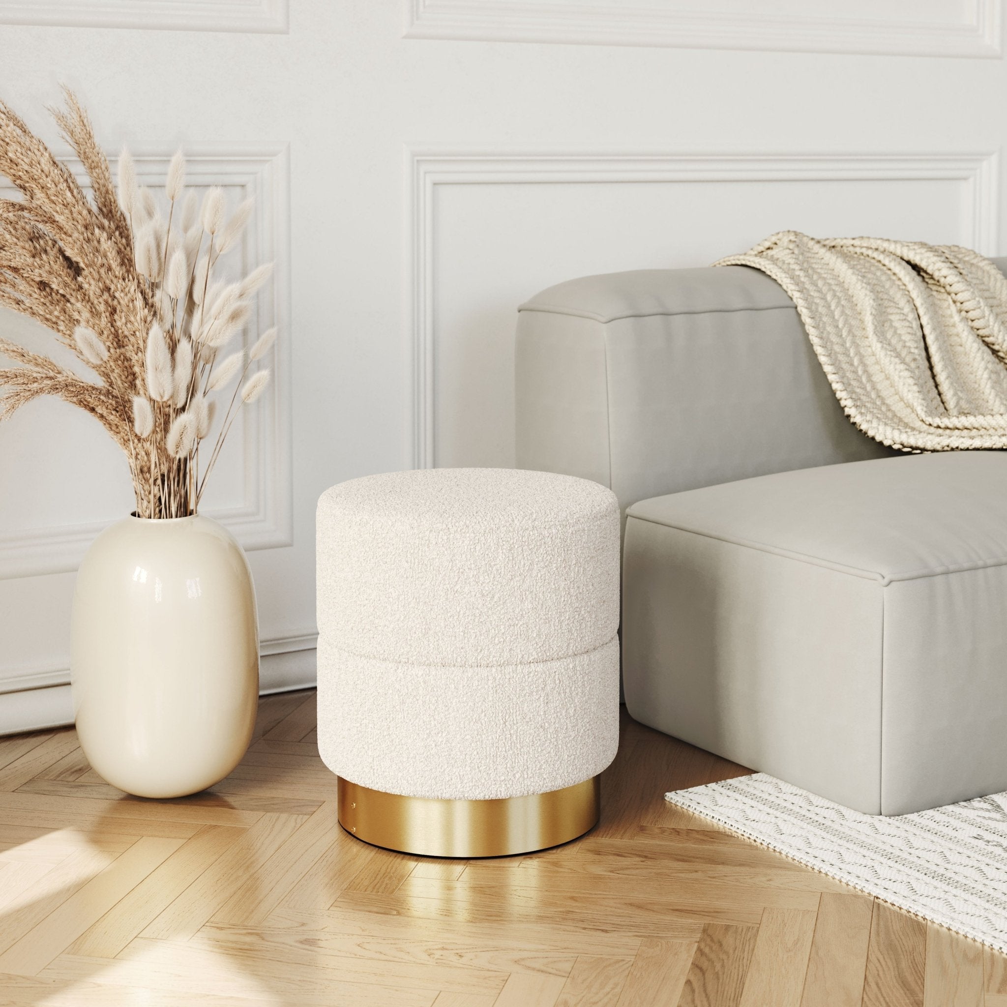 Eureka Ottoman Ivory - Cozy Roots Decor