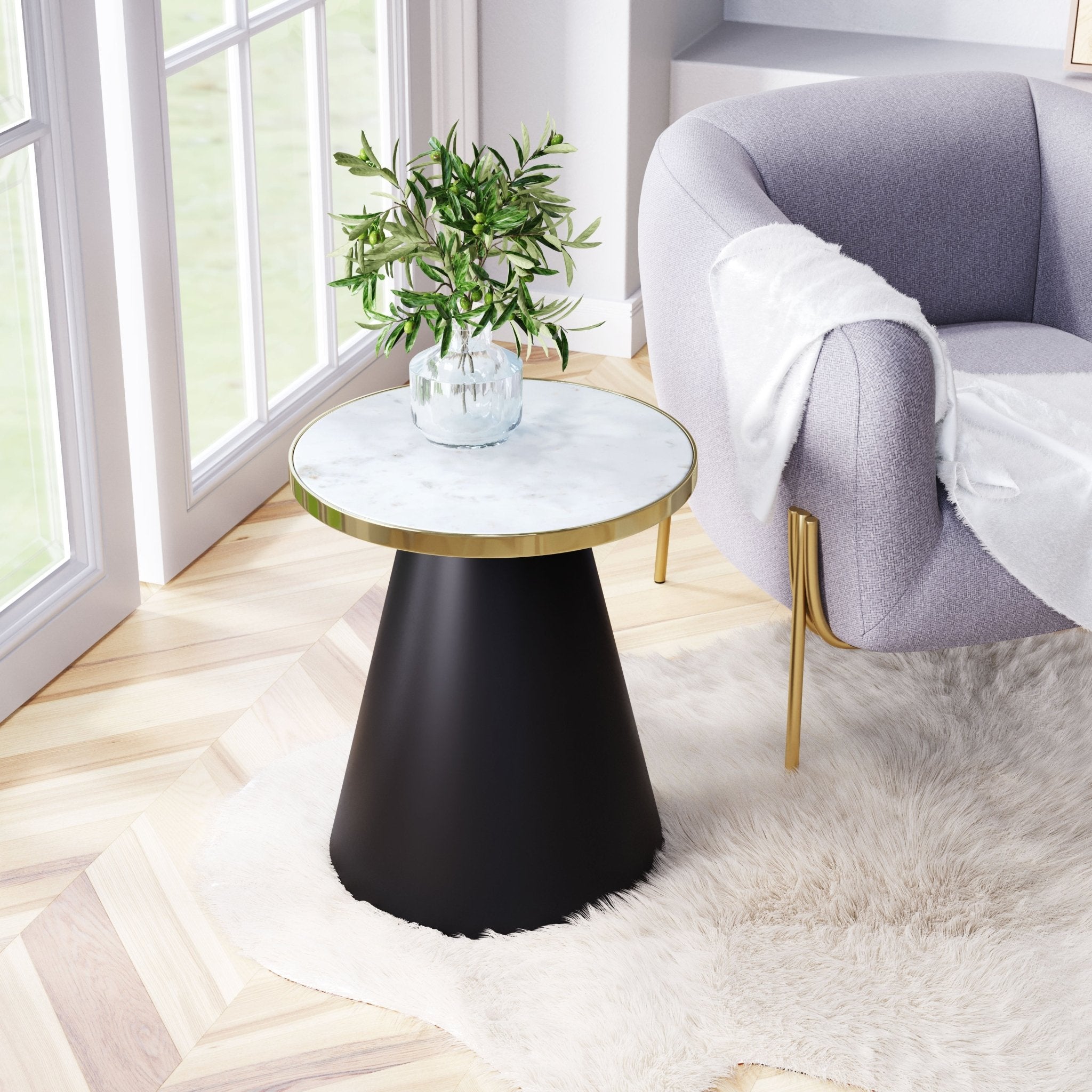 Fusion Side Table White, Gold & Black - Cozy Roots Decor