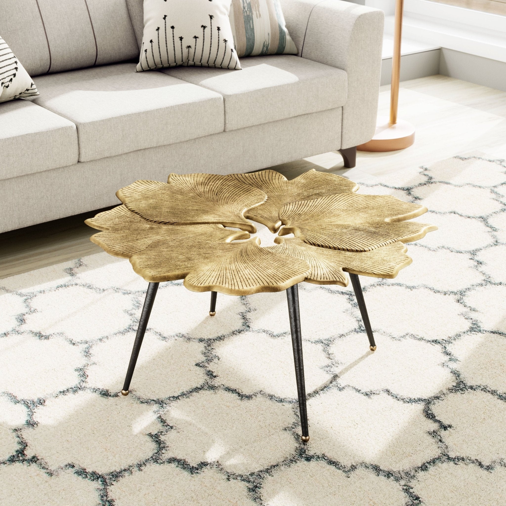 Gingko Coffee Table Antique Brass - Cozy Roots Decor