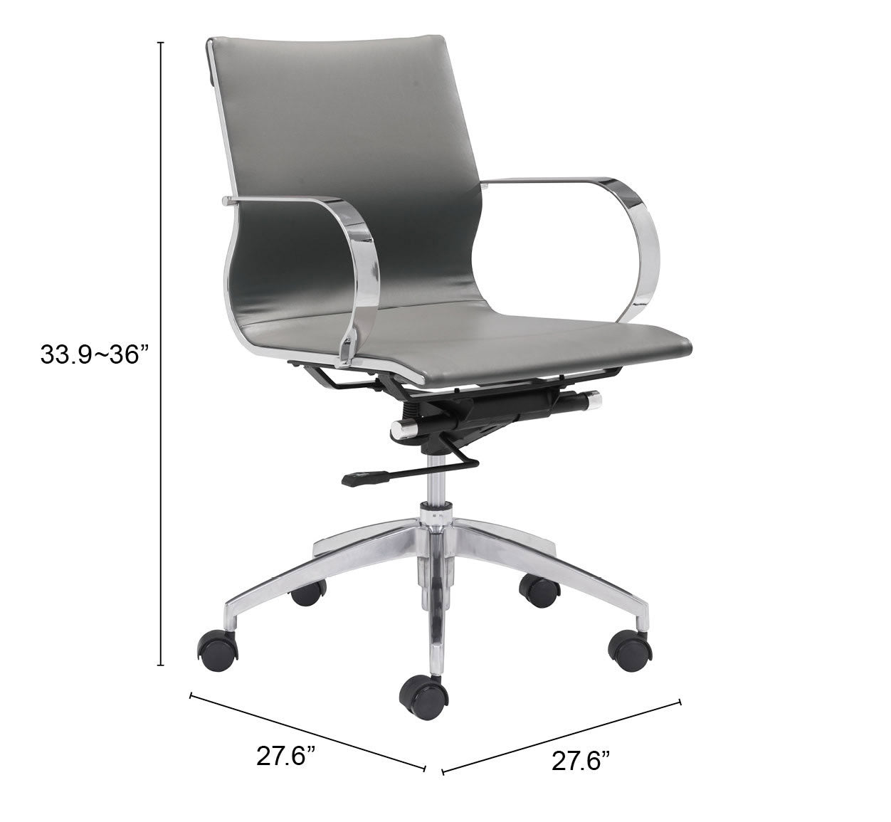 Glider Low Back Office Chair Gray - Cozy Roots Decor