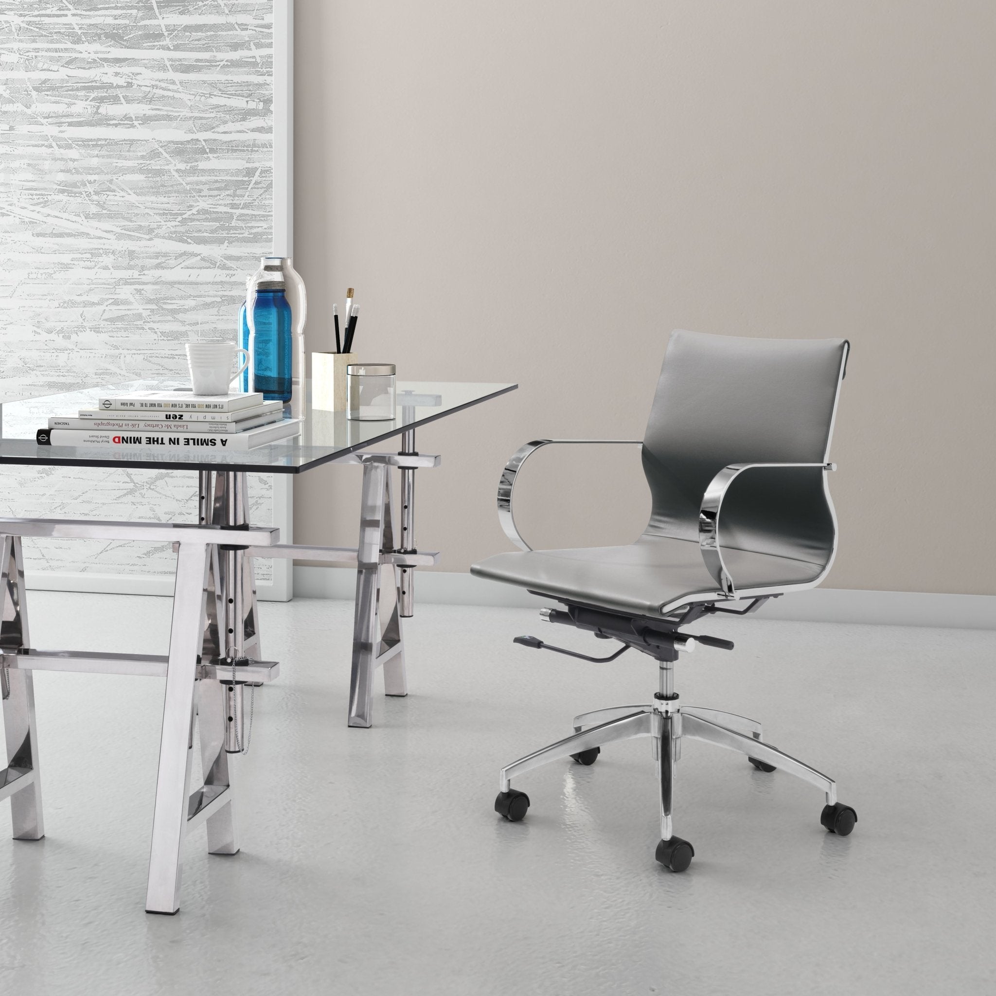 Glider Low Back Office Chair Gray - Cozy Roots Decor