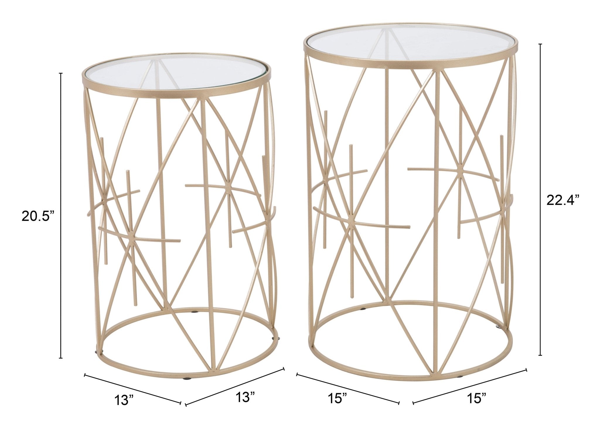 Hadrian Side Table Set (2 - Piece) Gold - Cozy Roots Decor