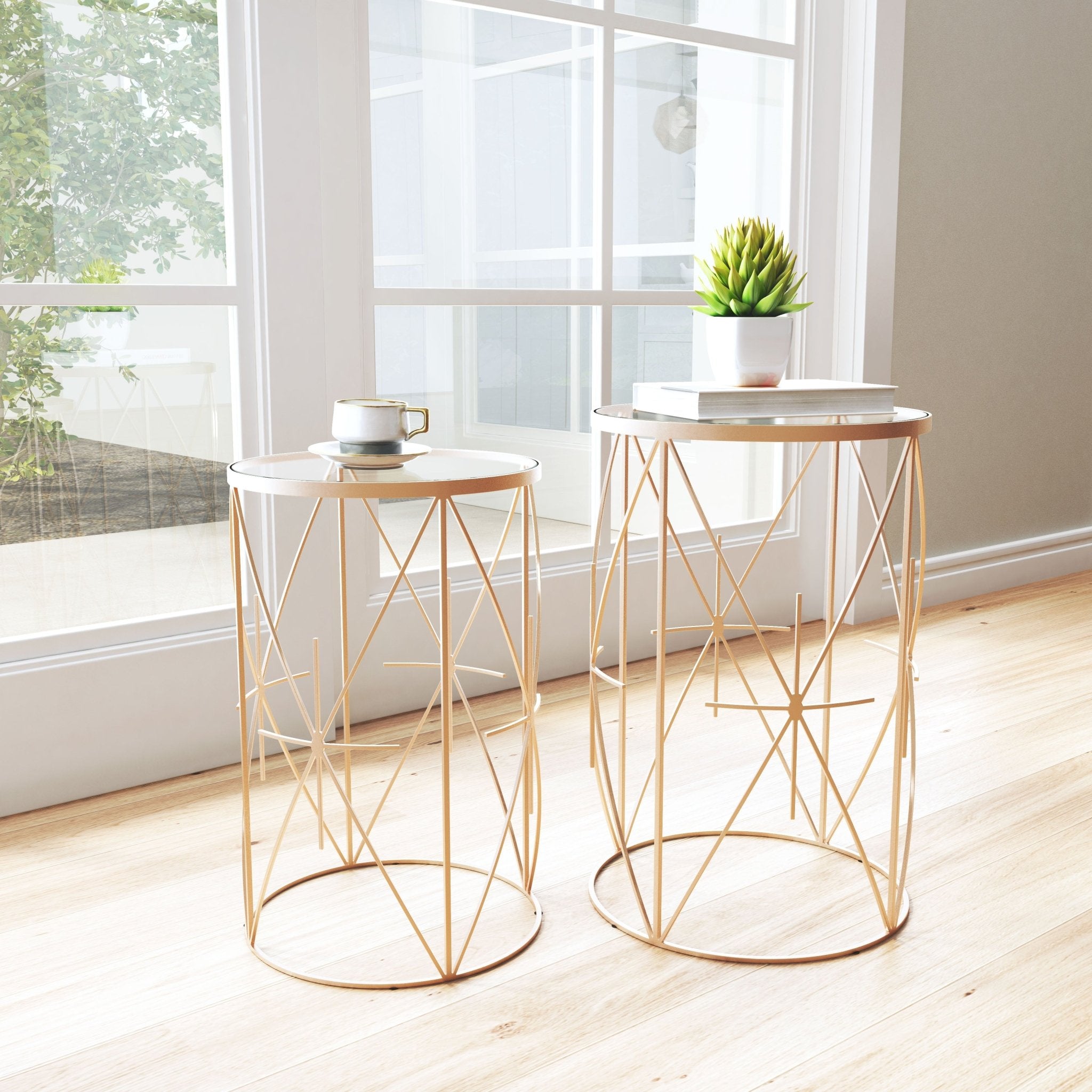 Hadrian Side Table Set (2 - Piece) Gold - Cozy Roots Decor