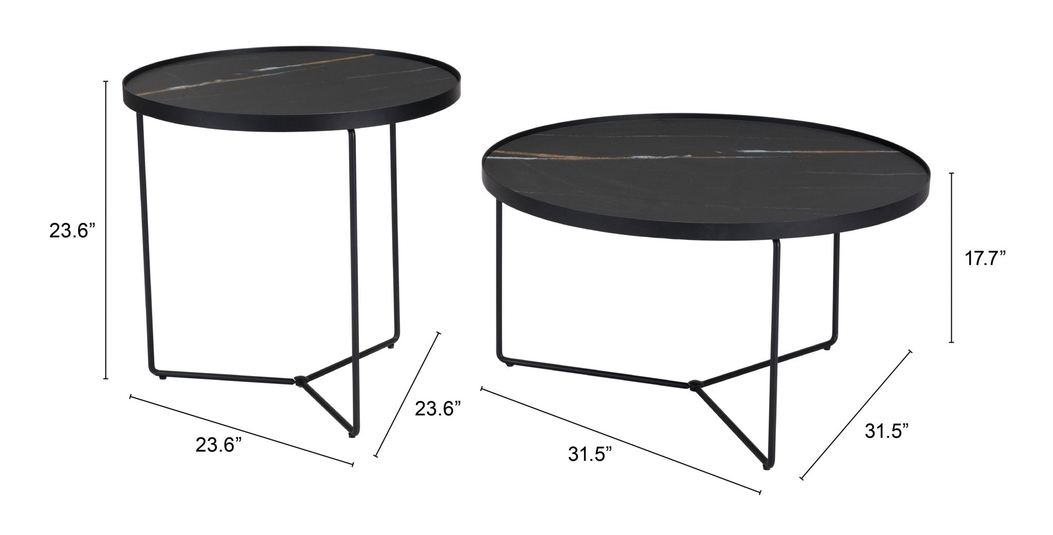 Harrison Coffee Table Set (2 - Piece) Black - Cozy Roots Decor
