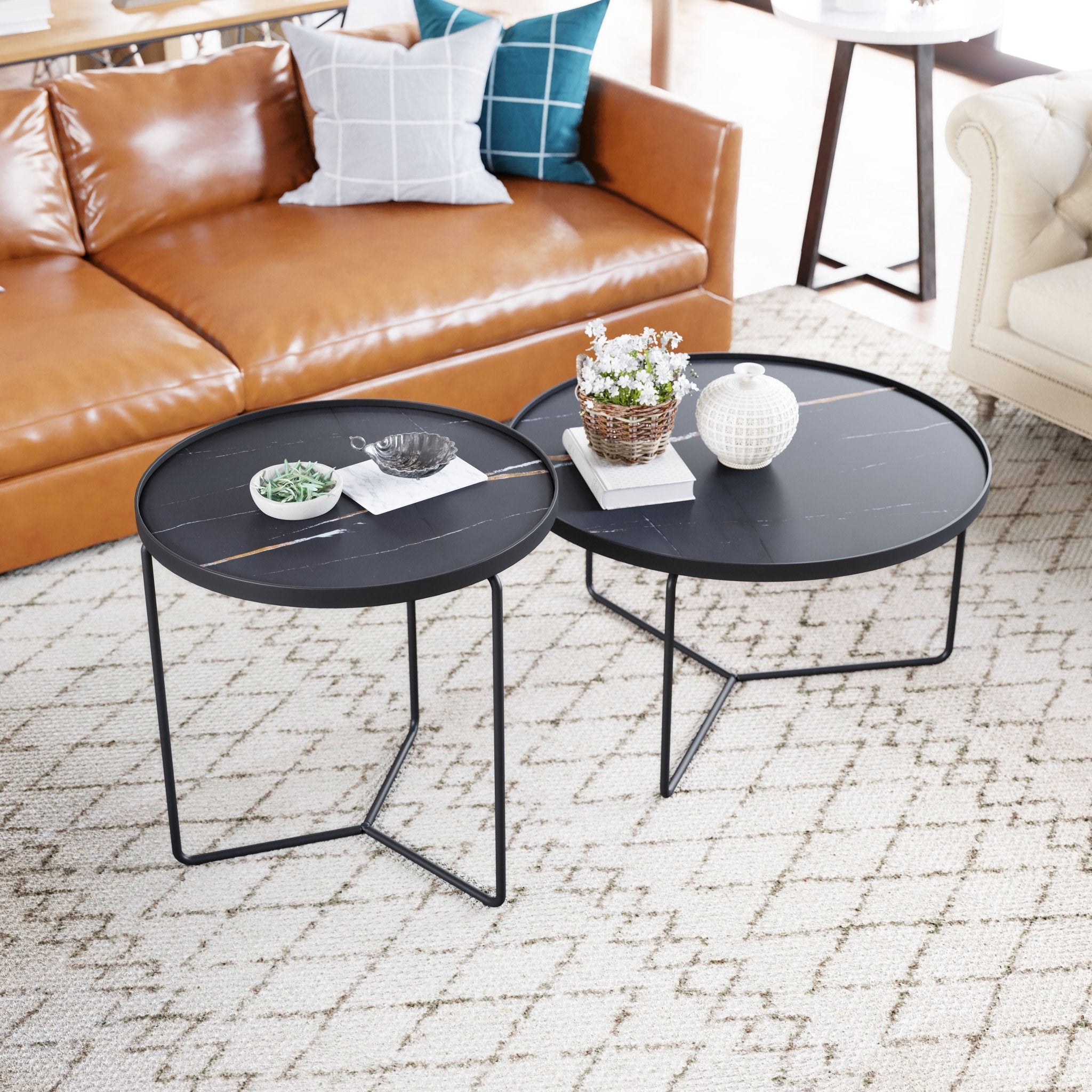 Harrison Coffee Table Set (2 - Piece) Black - Cozy Roots Decor