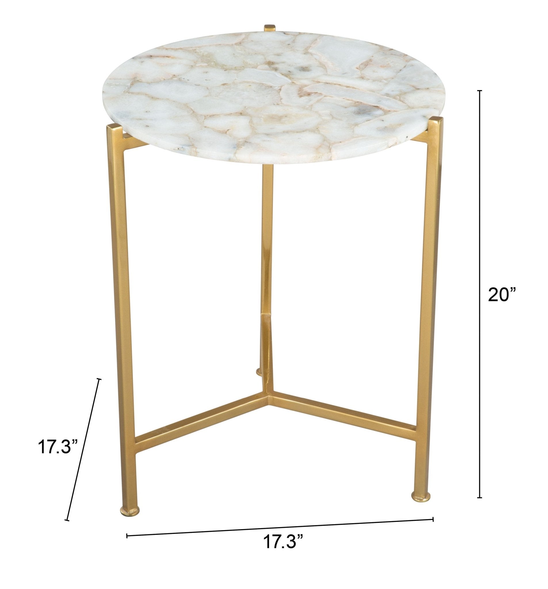 Haru Side Table White & Gold - Cozy Roots Decor