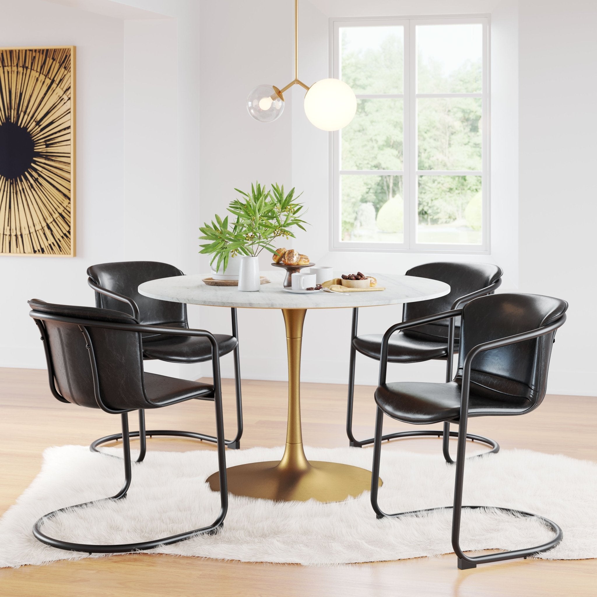 Ithaca Dining Table White & Gold - Cozy Roots Decor