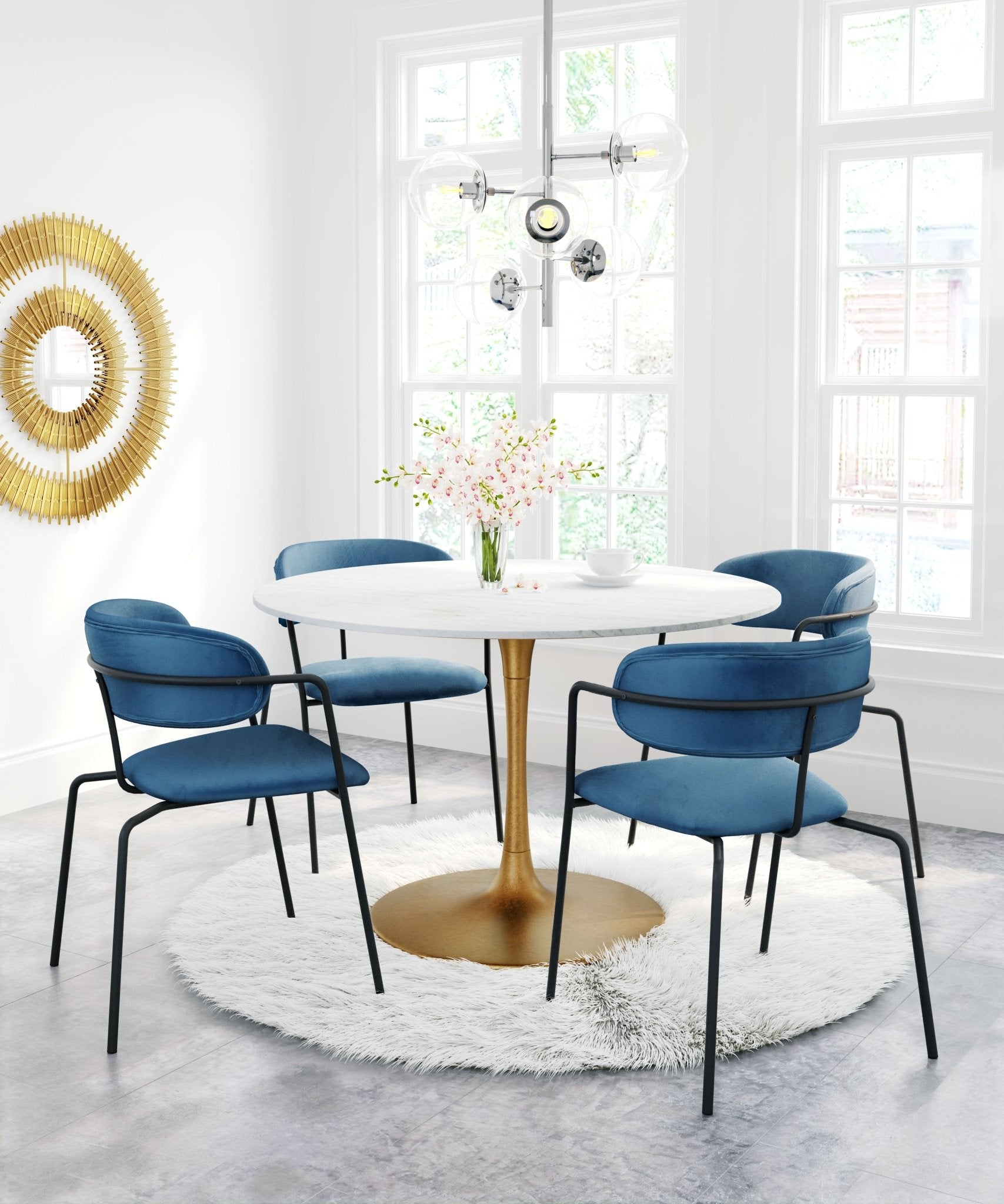 Ithaca Dining Table White & Gold - Cozy Roots Decor