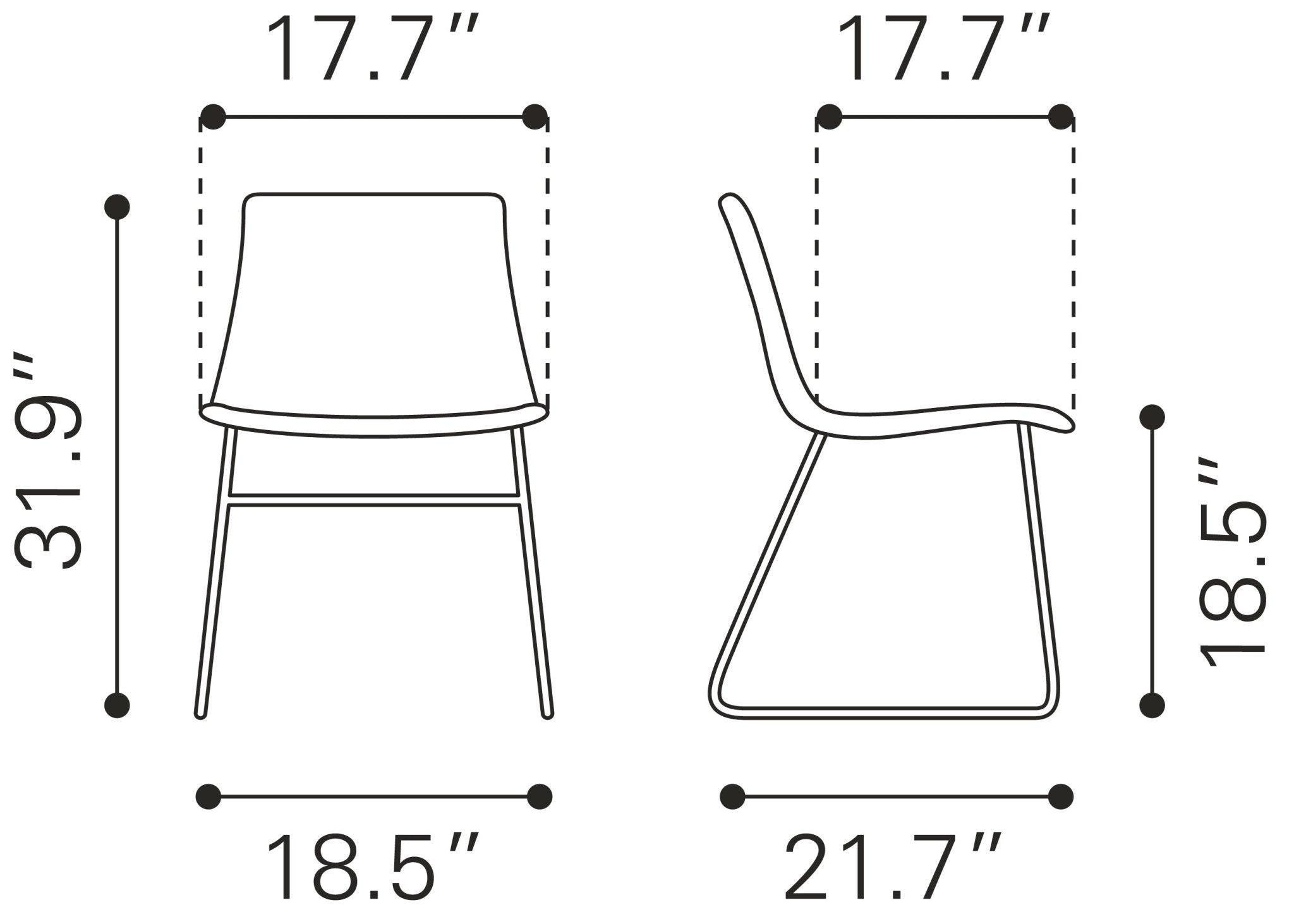 Jack Dining Chair (Set of 2) Vintage Black - Cozy Roots Decor
