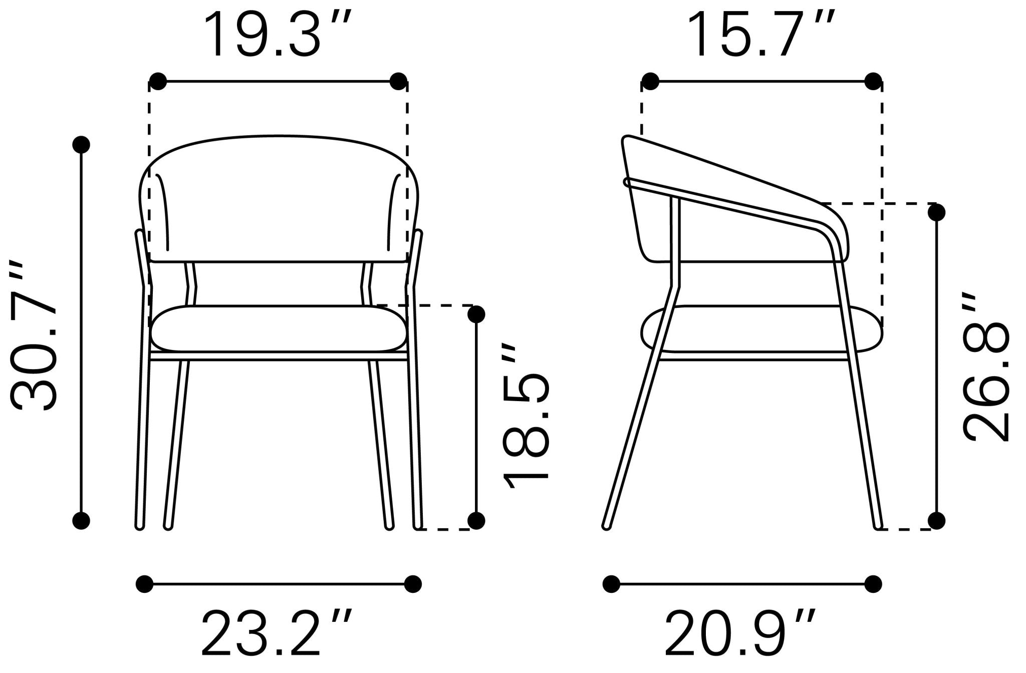Josephine Dining Chair (Set of 2) Cream - Cozy Roots Decor
