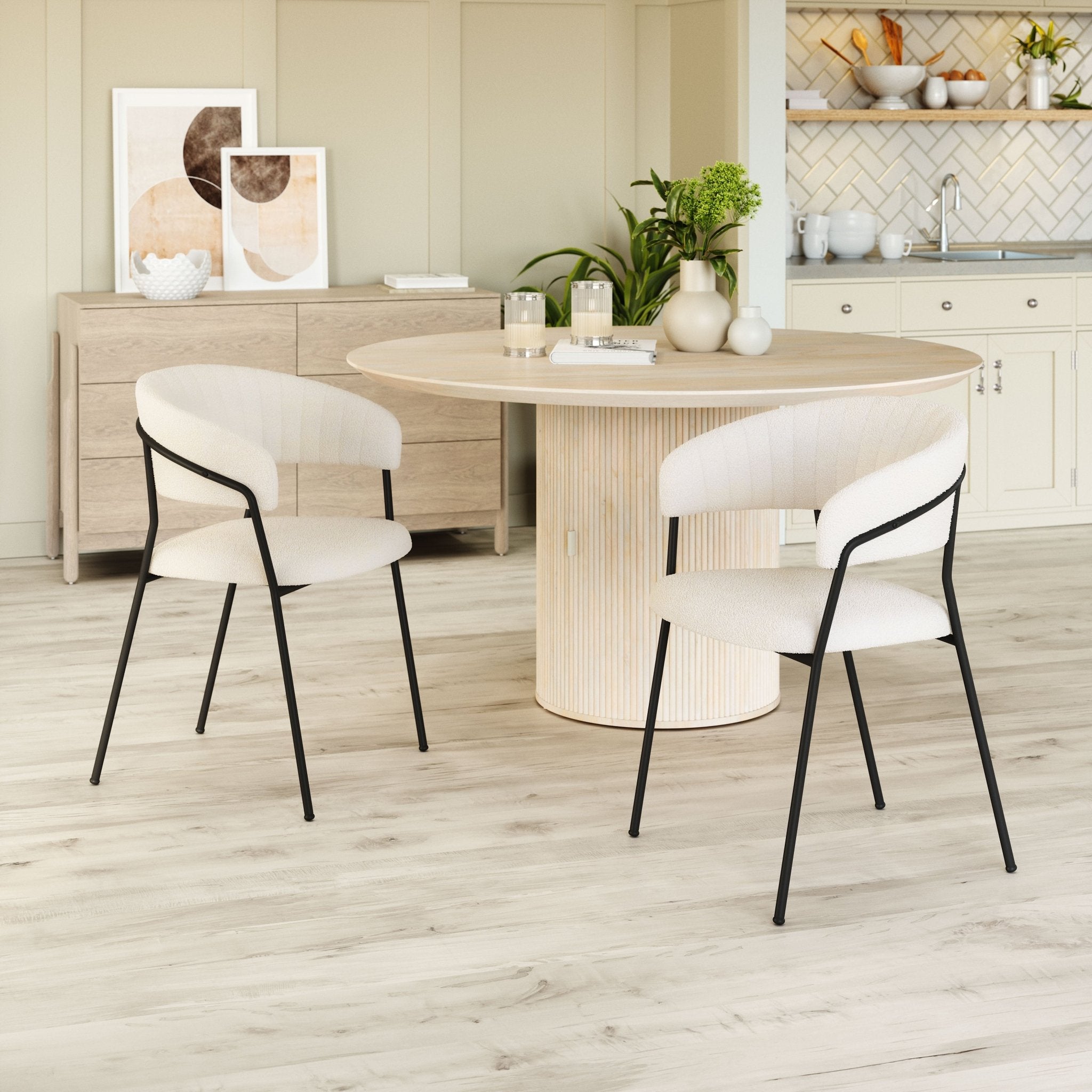 Josephine Dining Chair (Set of 2) Cream - Cozy Roots Decor