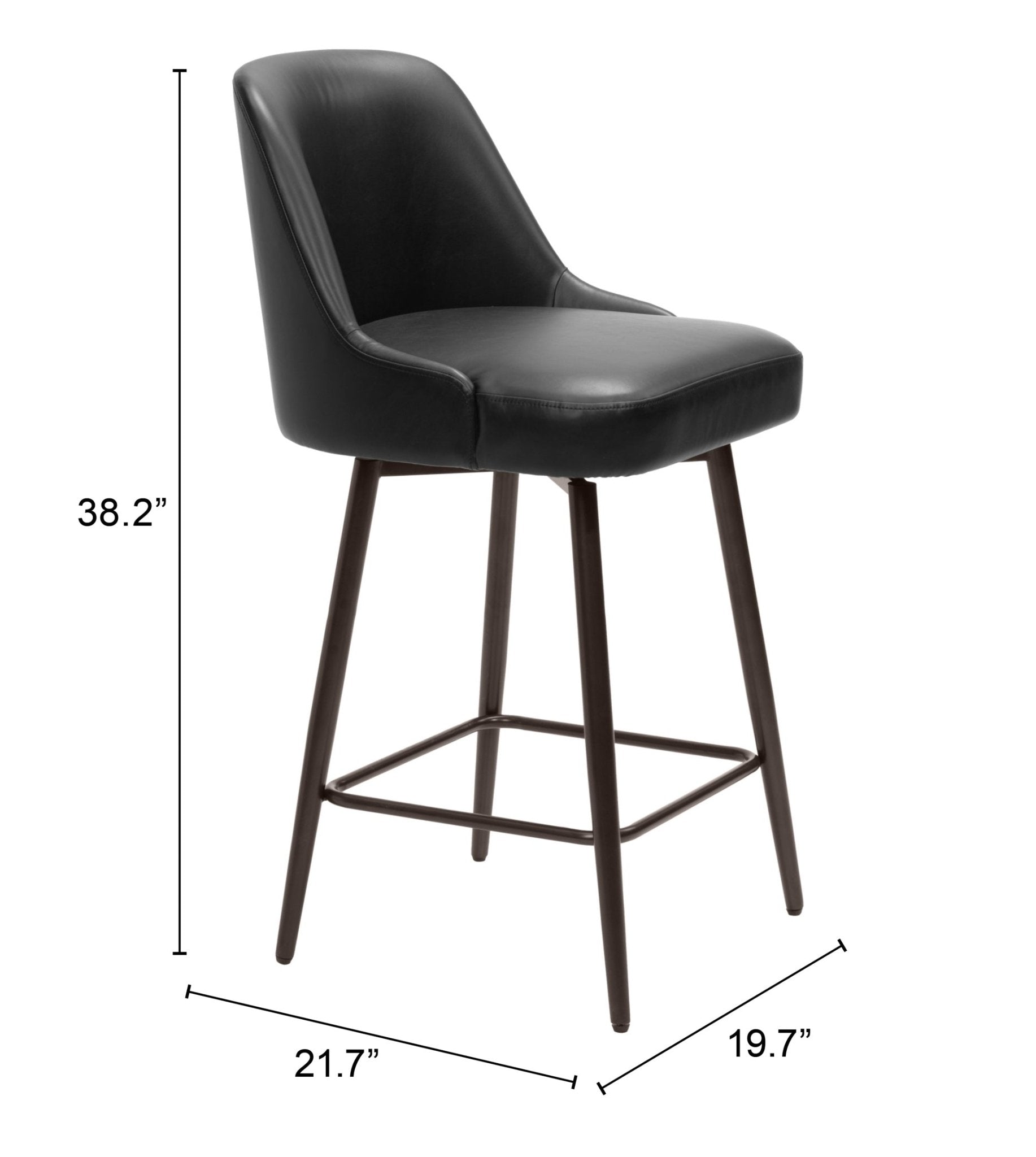 Keppel Swivel Counter Stool Black & Bronze - Cozy Roots Decor