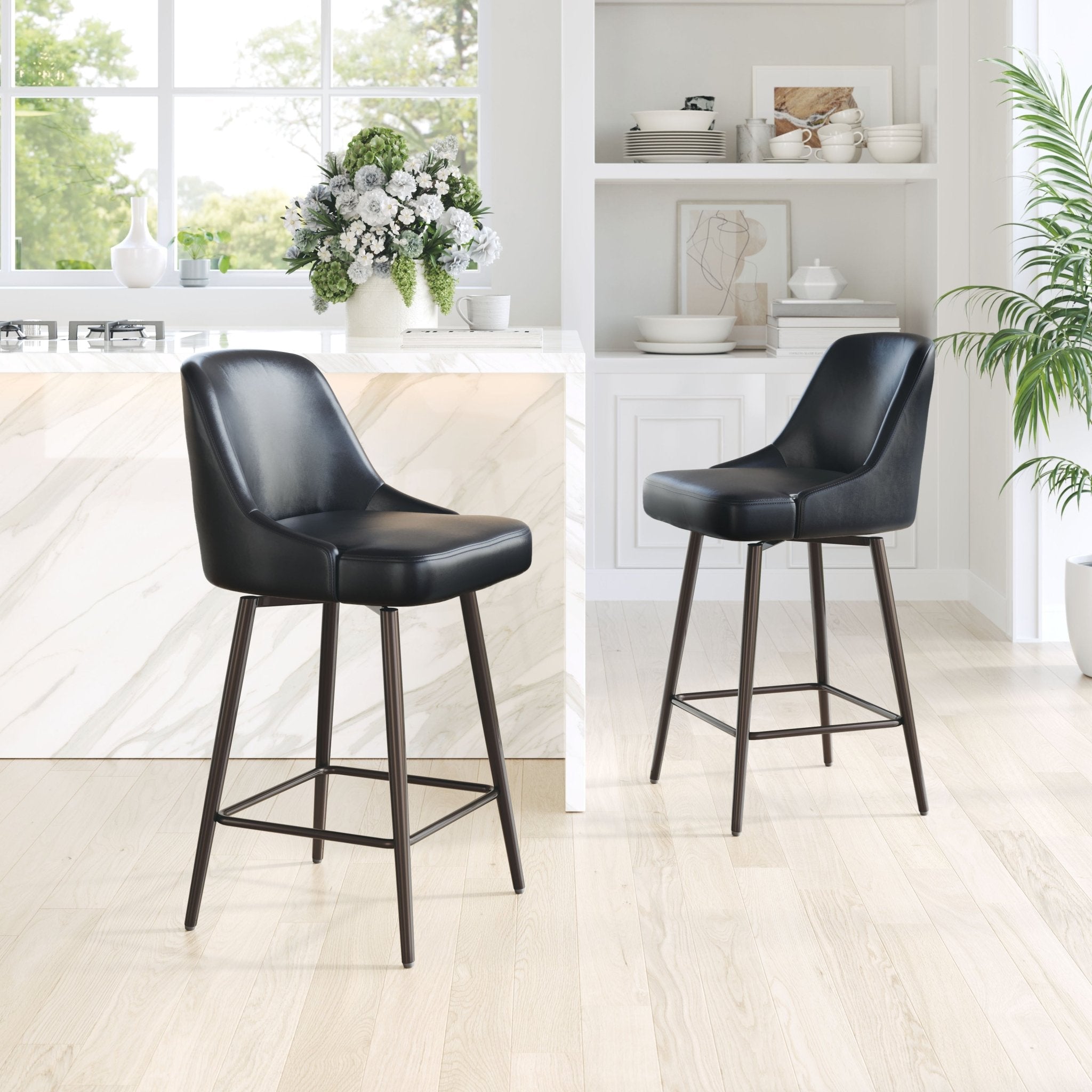 Keppel Swivel Counter Stool Black & Bronze - Cozy Roots Decor