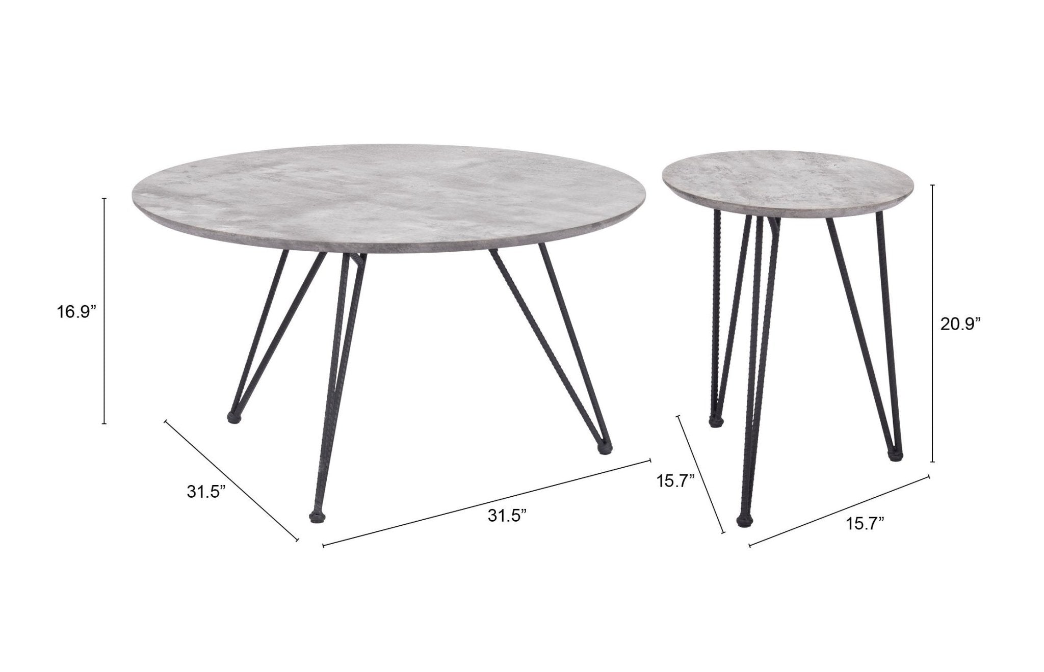 Kerris Coffee Table Set (2 - Piece) Gray & Black - Cozy Roots Decor
