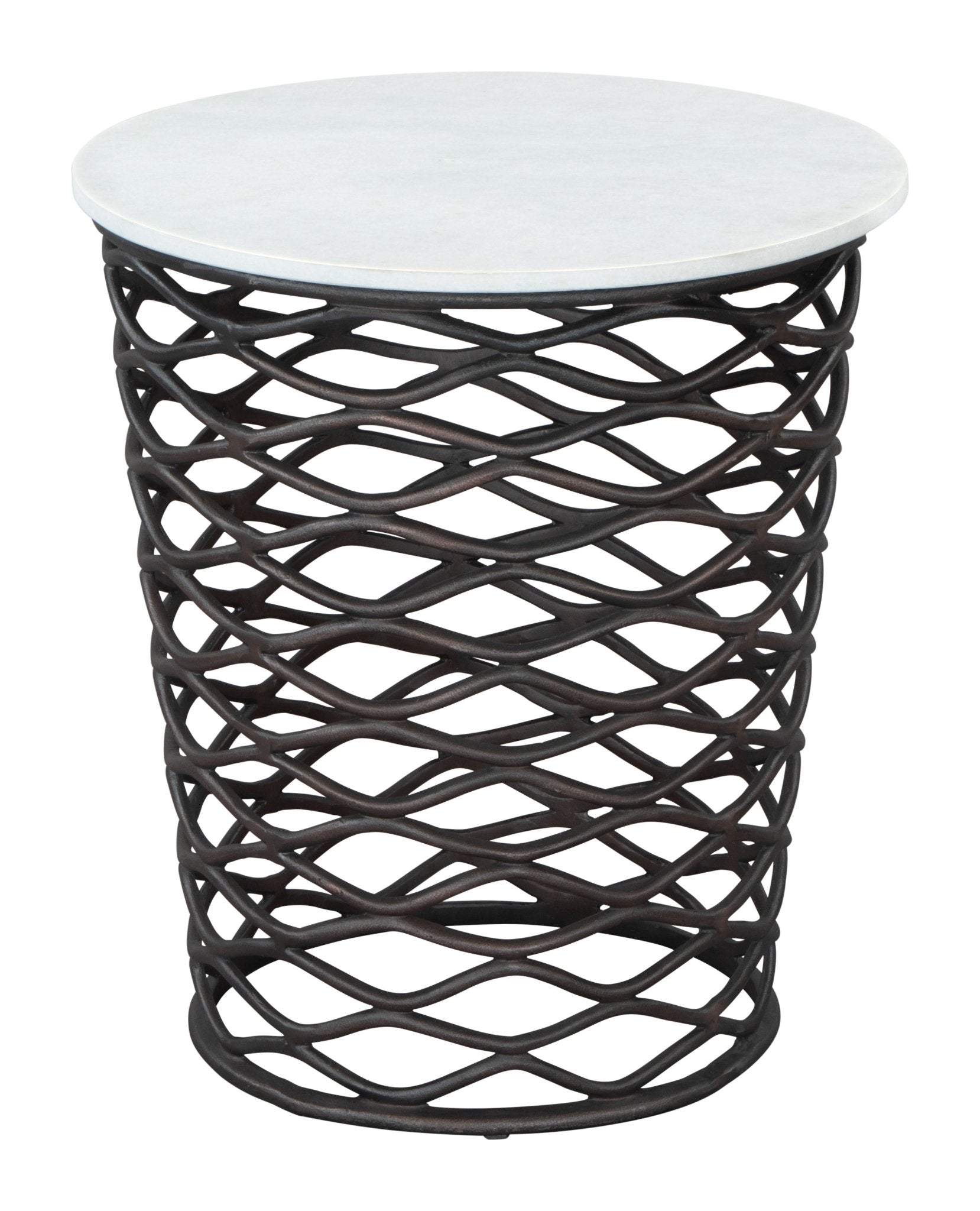 King Side Table White & Antique Bronze - Cozy Roots Decor