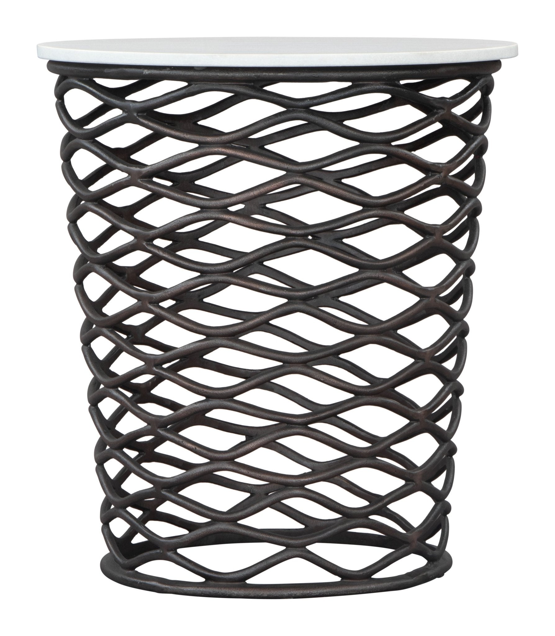 King Side Table White & Antique Bronze - Cozy Roots Decor