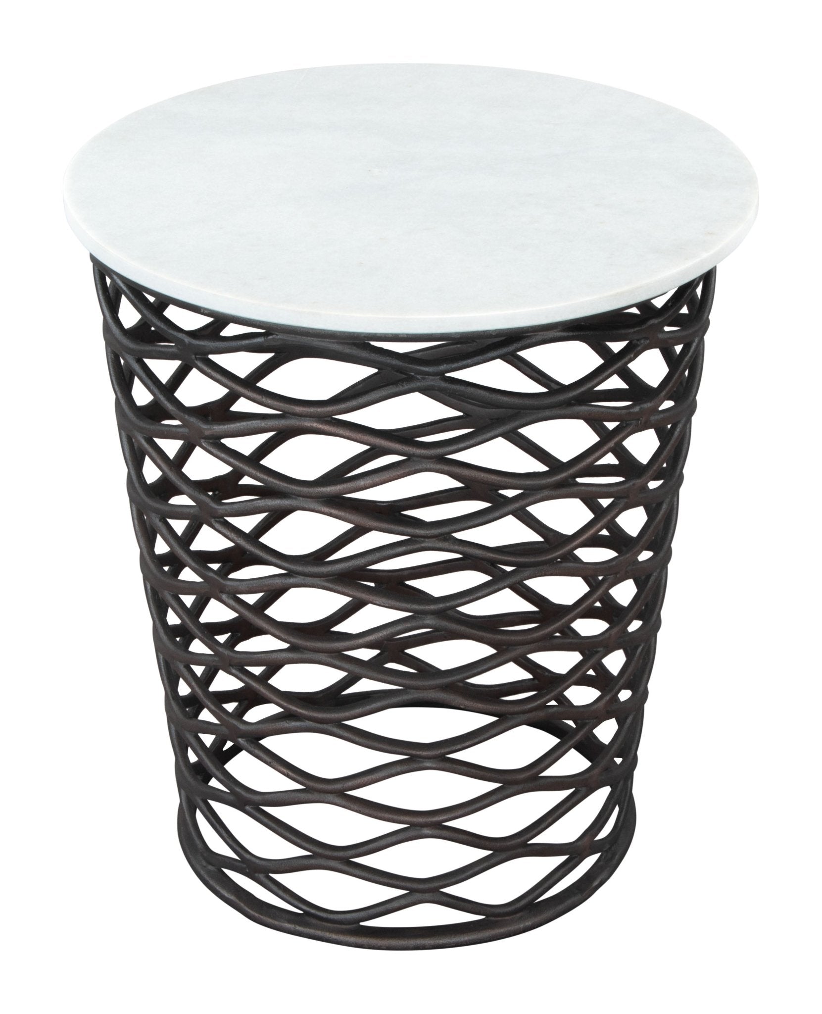 King Side Table White & Antique Bronze - Cozy Roots Decor