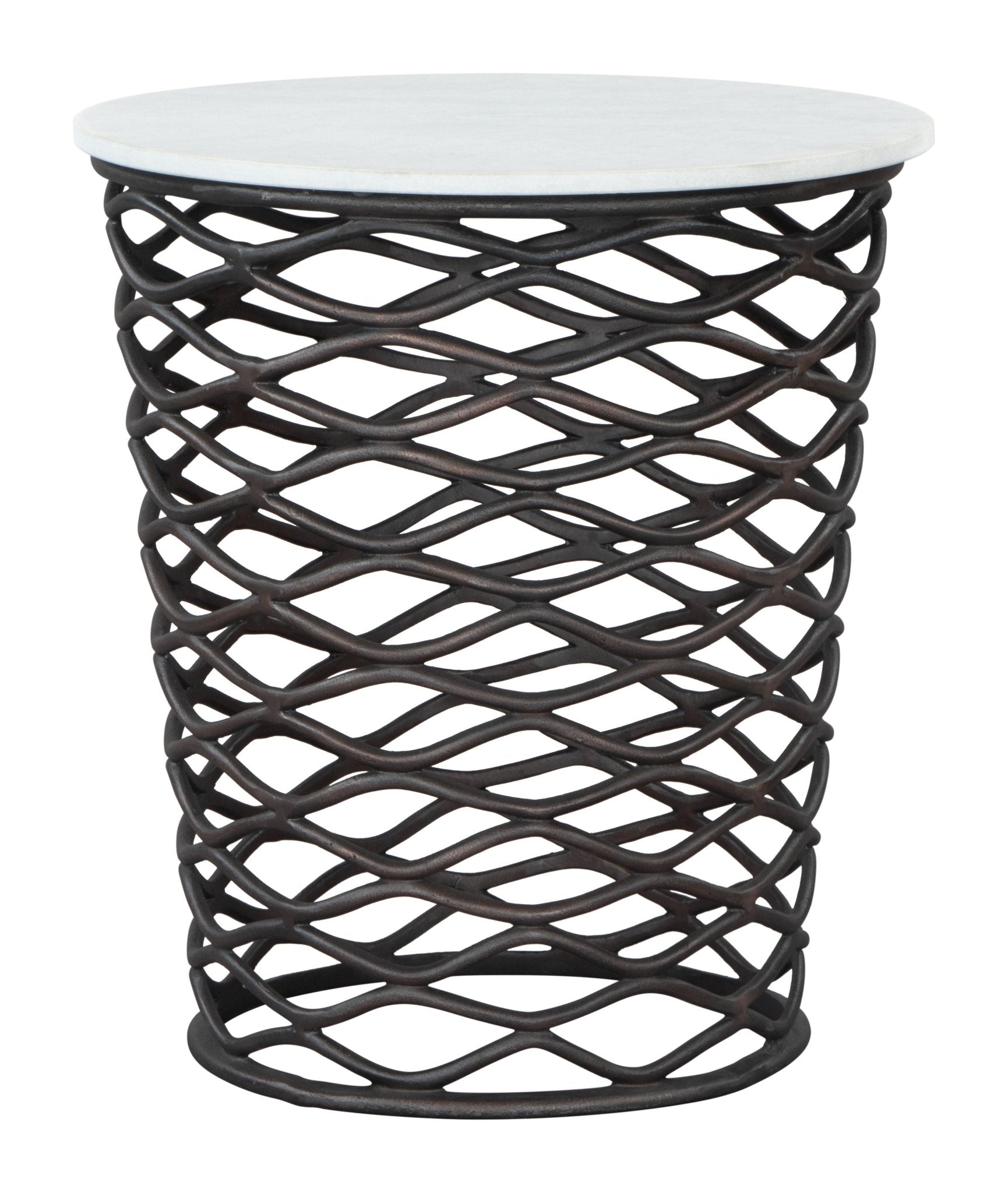 King Side Table White & Antique Bronze - Cozy Roots Decor