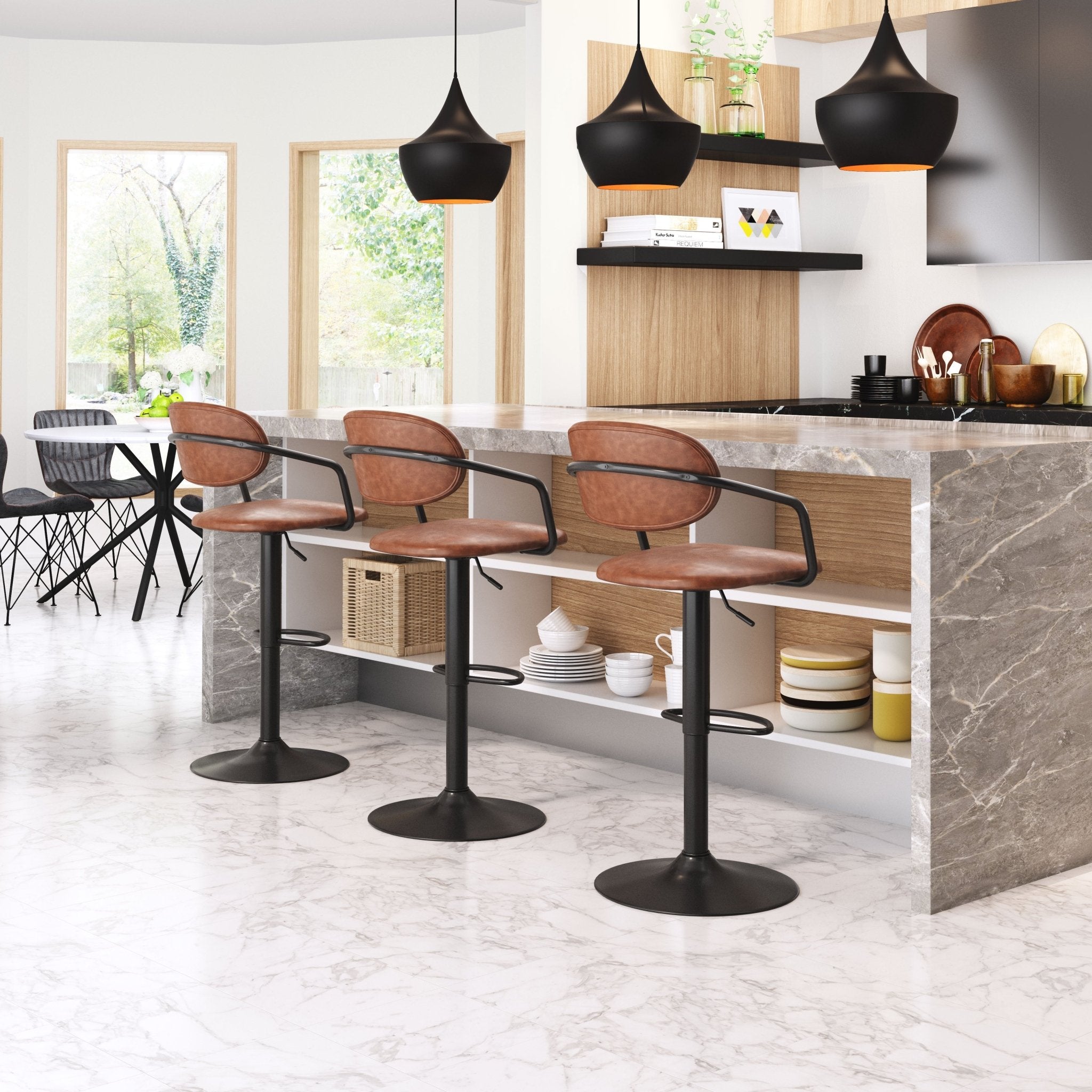 Kirby Barstool Vintage Brown & Black - Cozy Roots Decor
