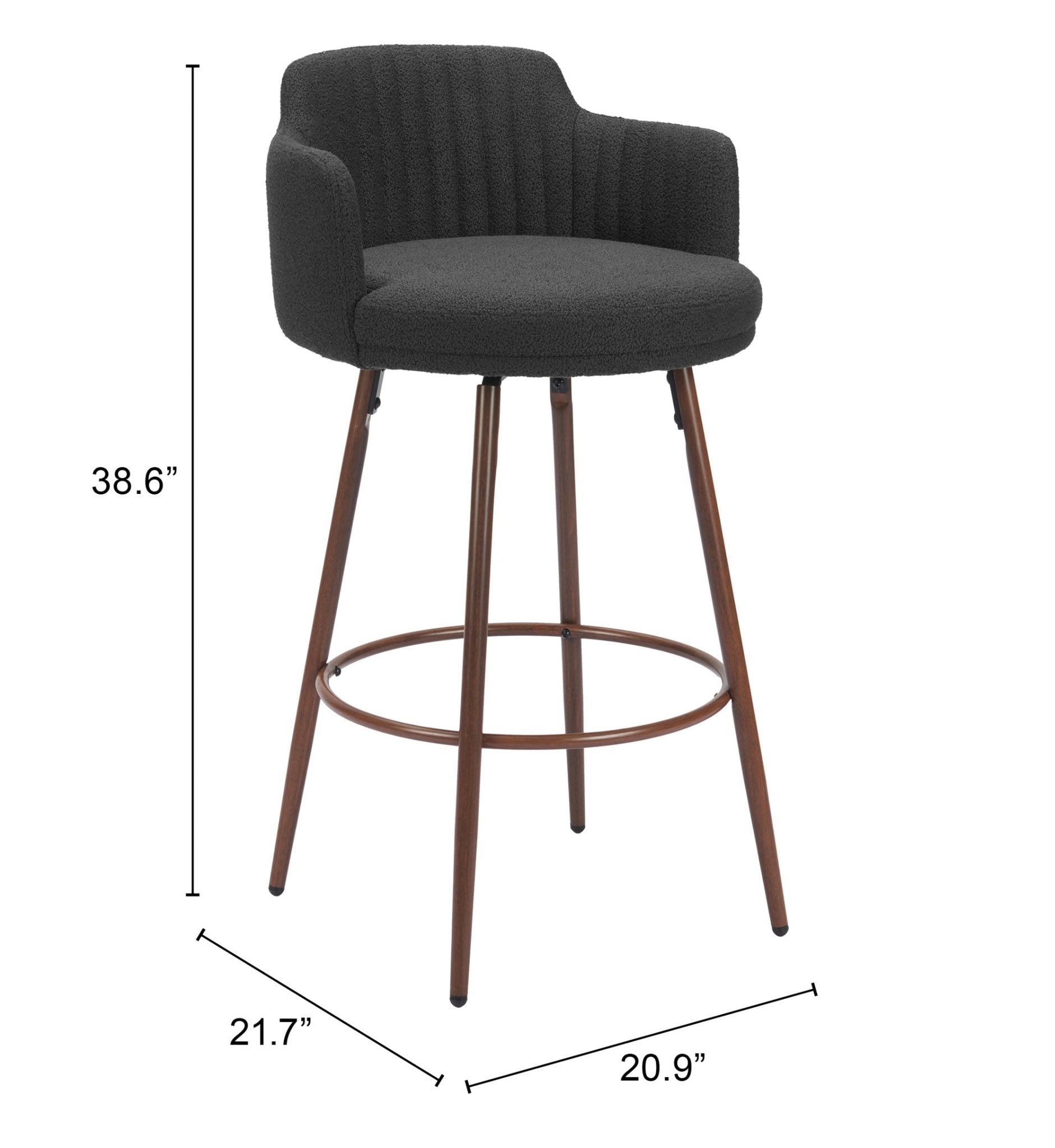 Kono Swivel Barstool (Set of 2) Black & Walnut - Cozy Roots Decor
