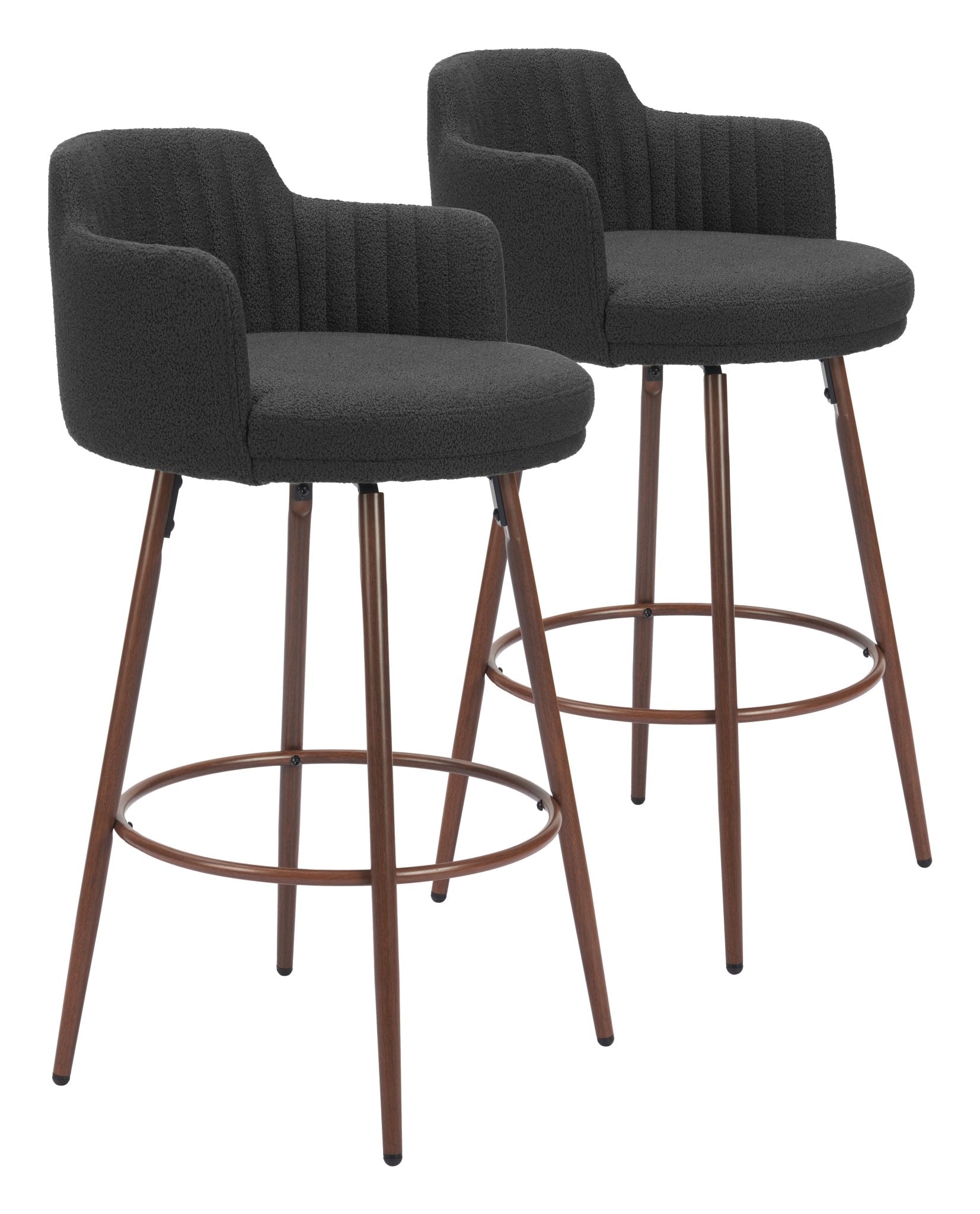 Kono Swivel Barstool (Set of 2) Black & Walnut - Cozy Roots Decor