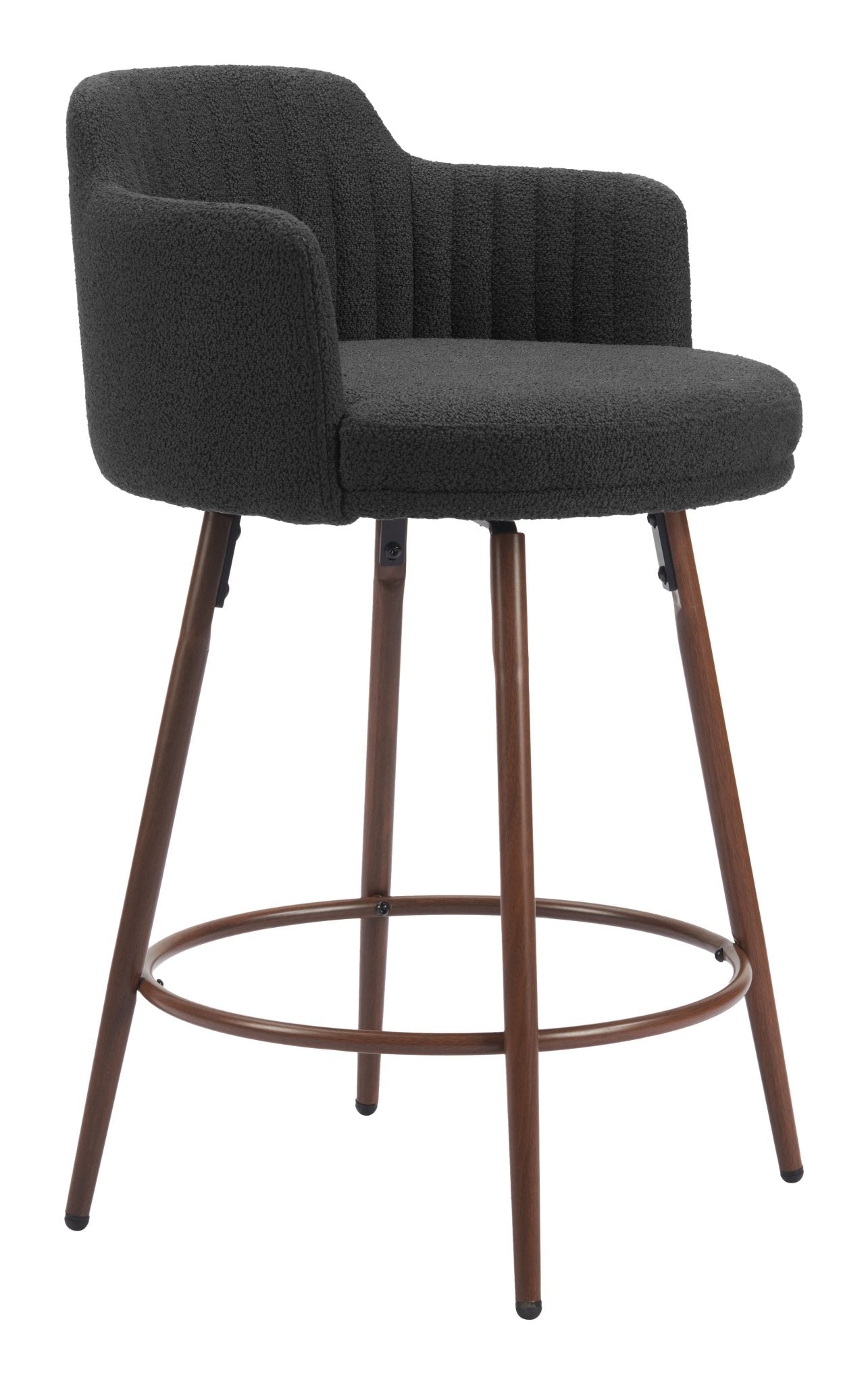 Kono Swivel Counter Stool (Set of 2) Black & Walnut - Cozy Roots Decor