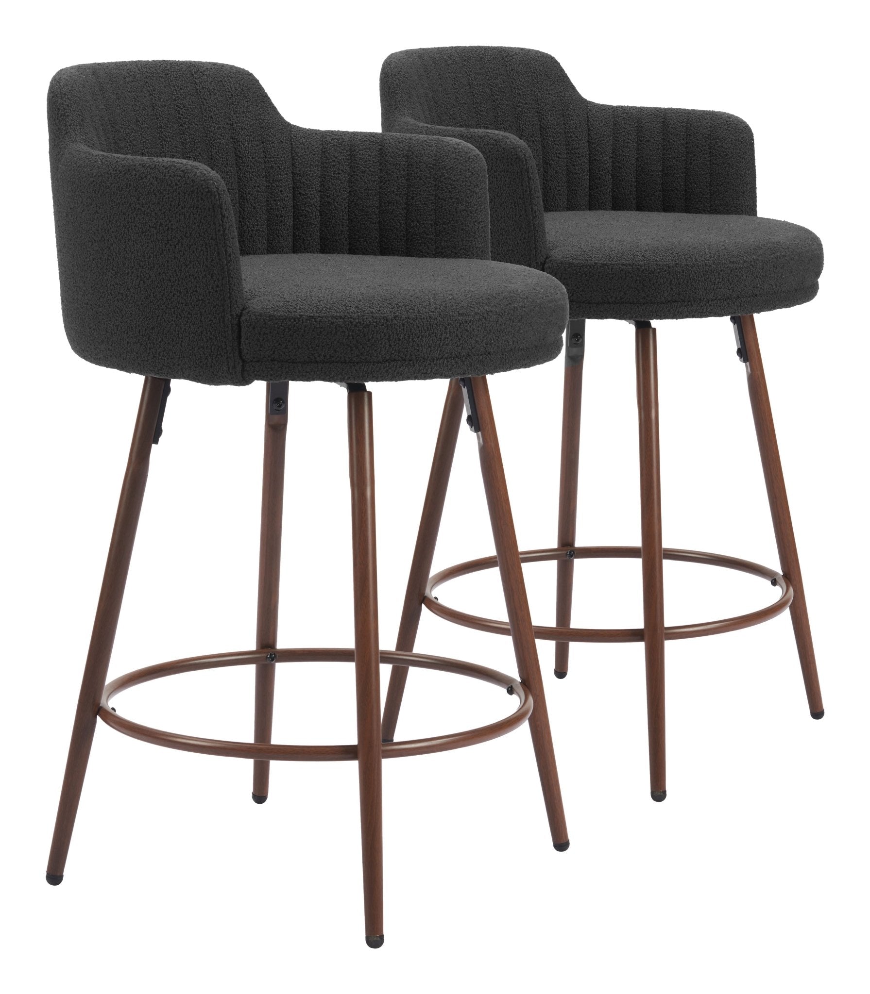 Kono Swivel Counter Stool (Set of 2) Black & Walnut - Cozy Roots Decor