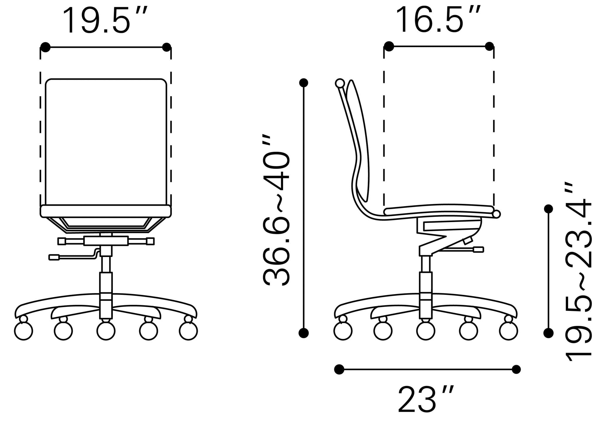Lider Plus Armless Office Chair Gray - Cozy Roots Decor