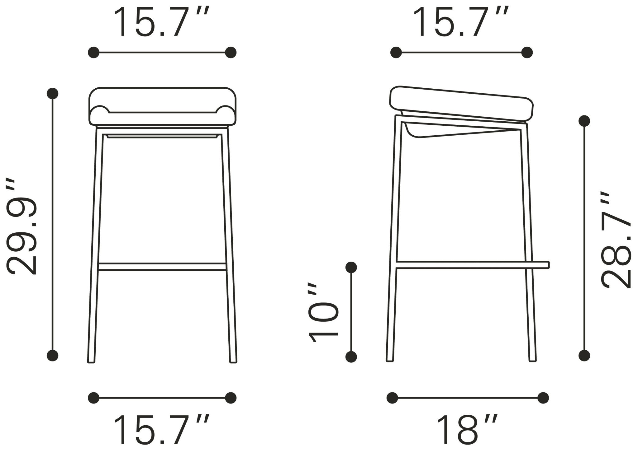 Lids Barstool (Set of 2) Dark Gray - Cozy Roots Decor