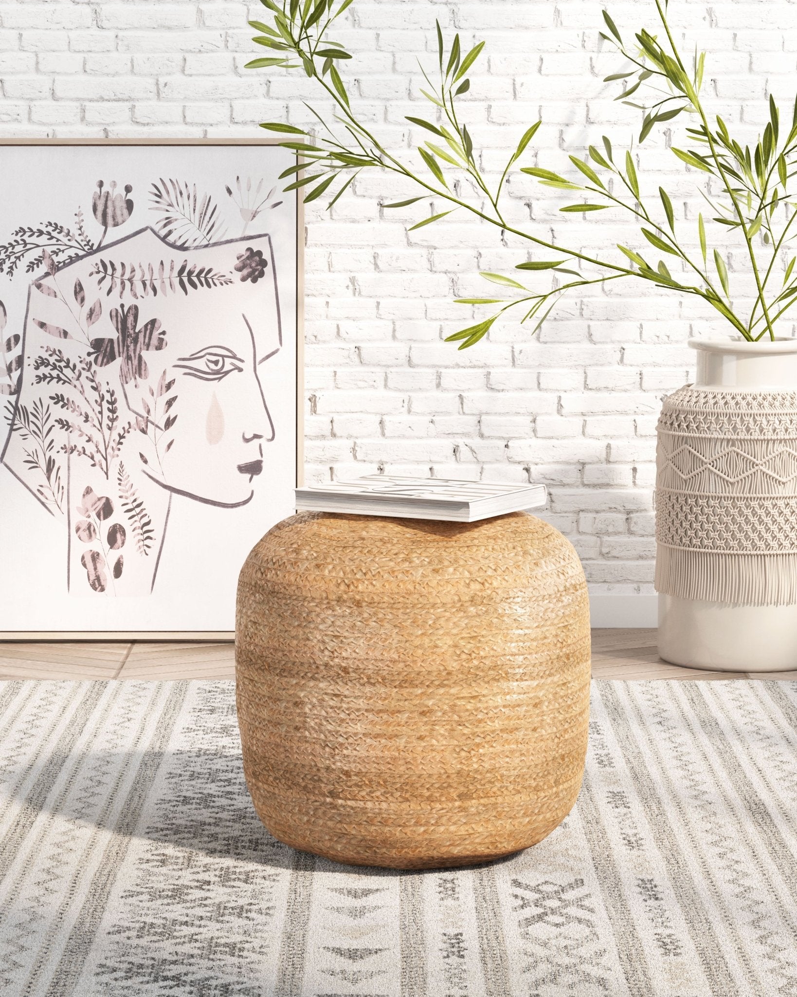 Lillian Ottoman Natural - Cozy Roots Decor