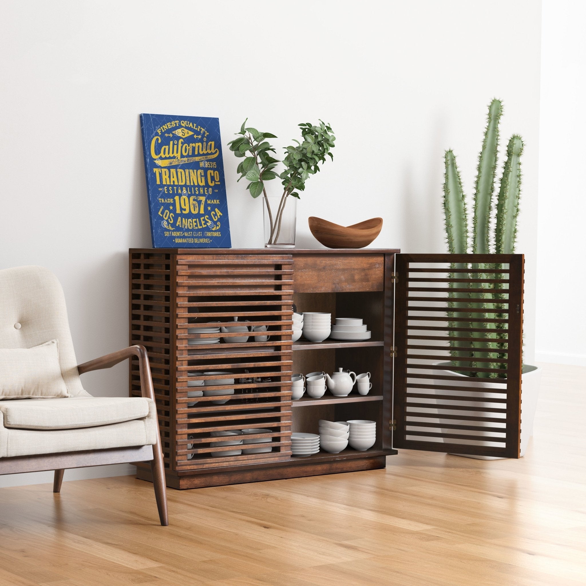 Linea Cabinet Walnut - Cozy Roots Decor