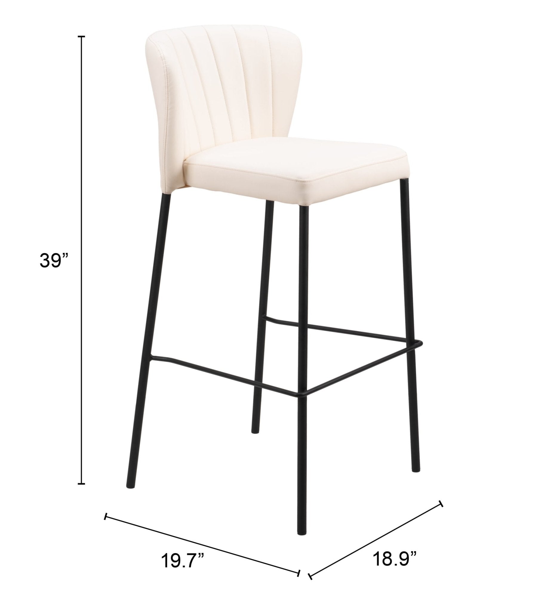 Linz Barstool (Set of 2) Cream - Cozy Roots Decor