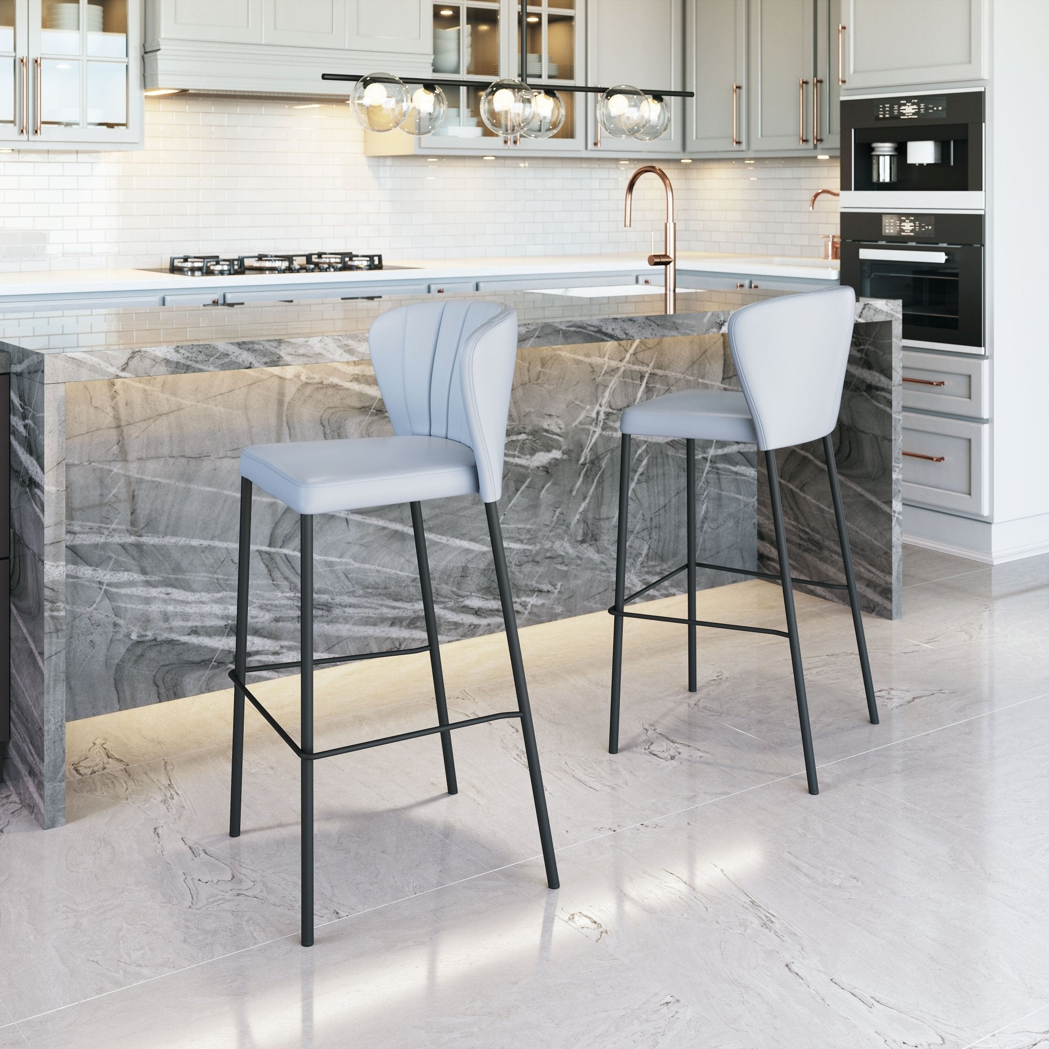 Linz Barstool (Set of 2) Gray - Cozy Roots Decor