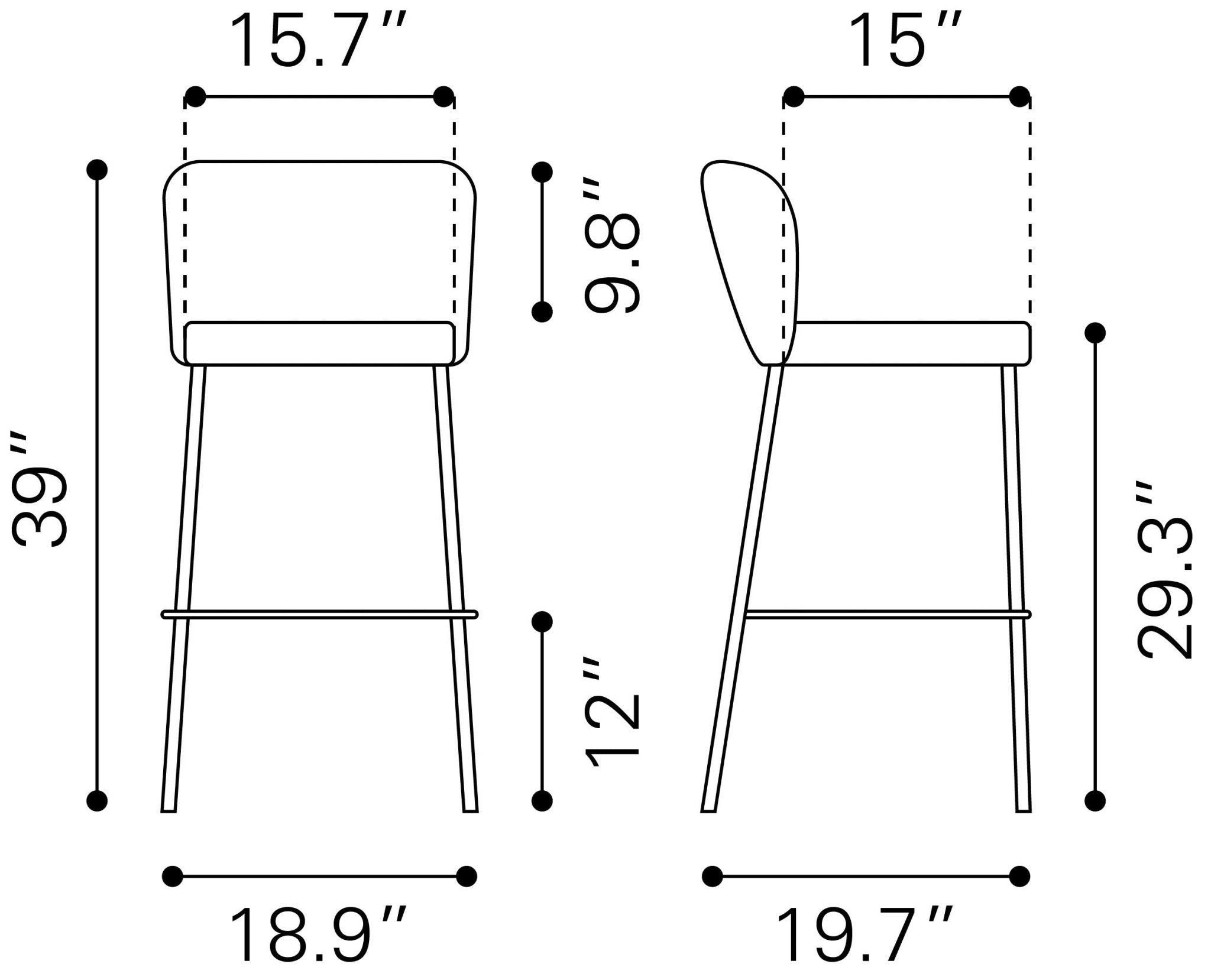 Linz Barstool (Set of 2) Gray - Cozy Roots Decor